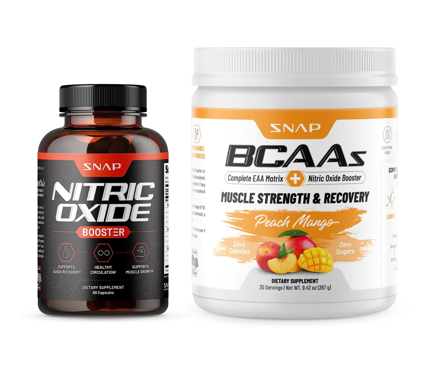 Snap Supplements Nitric Oxide Booster and BCAA Powder