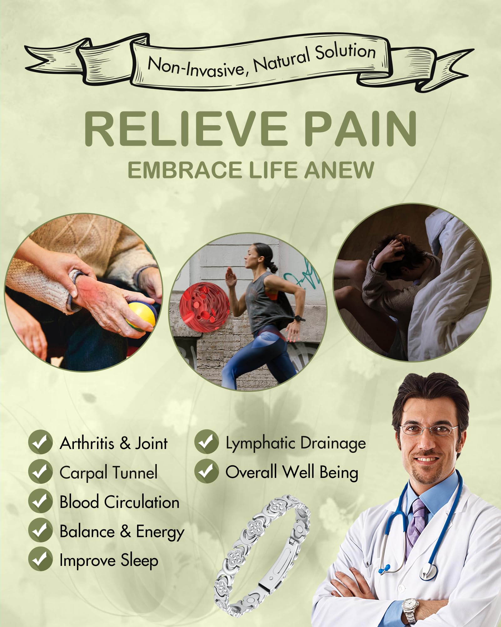 Feraco Ultra Strength Magnetic Bracelets for Women with Neodymium Therapy Magnets Feraco