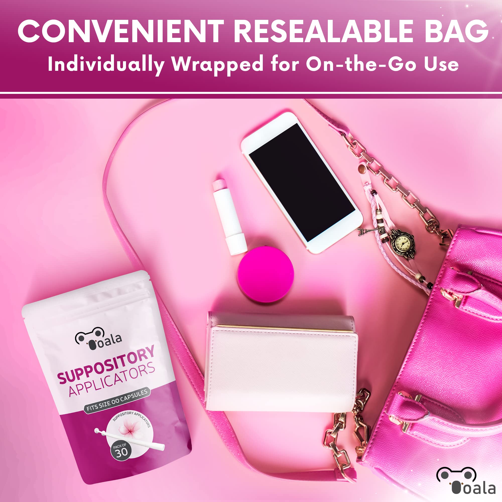 Ooala Disposable Vaginal Suppository Applicators (30-Pack) | Fits Most Brands, Pills, Tablets and Boric Acid Ooala