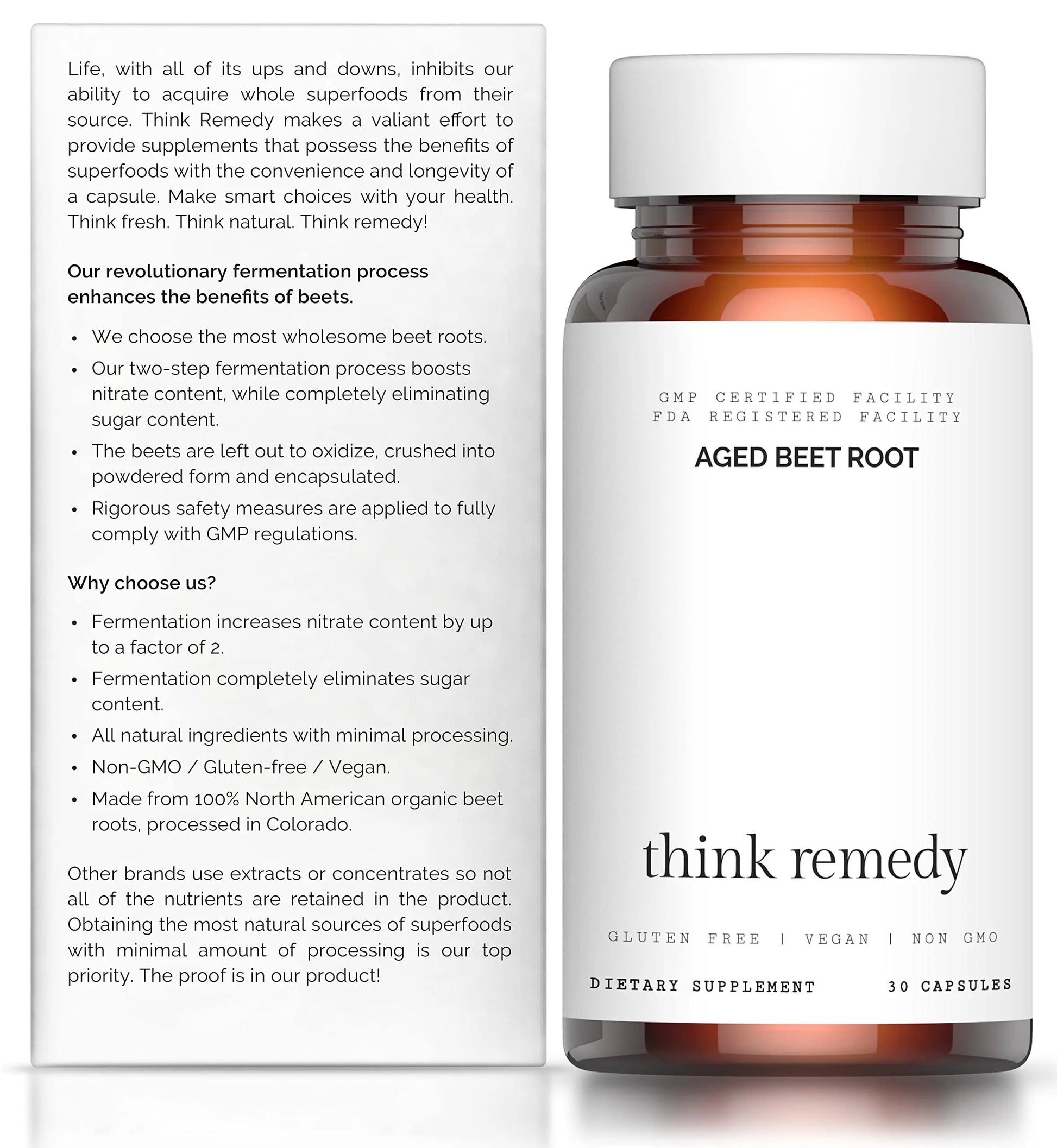 Think Remedy Aged Beet Root Capsules - Beet Pills for Stamina - Organic Beet Root Powder Think Remedy