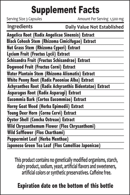 Female Treasure - Natural Herbal Supplement, PMS, Balance Hormones, Menopause, Energy.