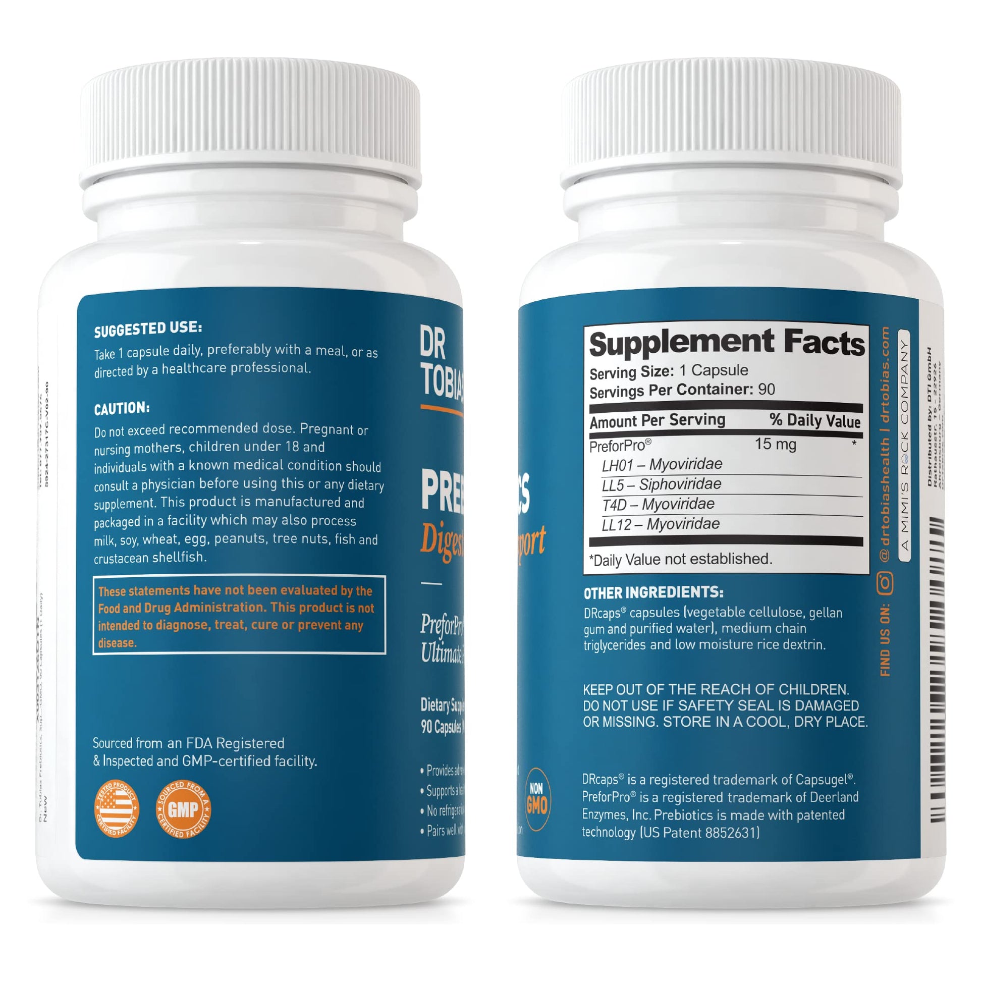 Dr. Tobias Prebiotics, Supports Digestion & Gut Health, Feed Good Probiotic Bacteria Dr. Tobias