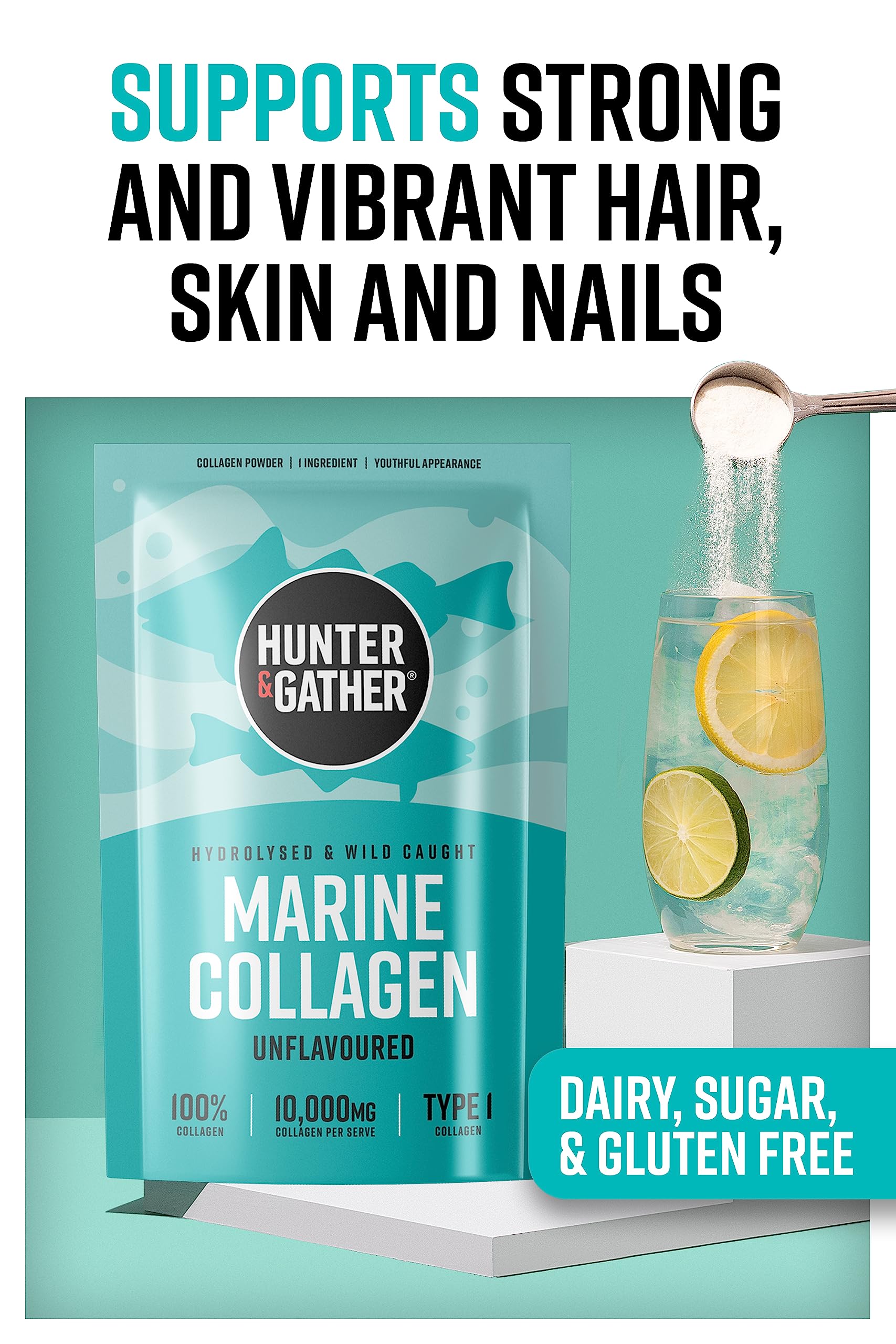 Hunter & Gather Marine Collagen Powder 300g | Pure Unflavoured Premium Hydrolysed Wild Caught Marine Collagen Hunter & Gather