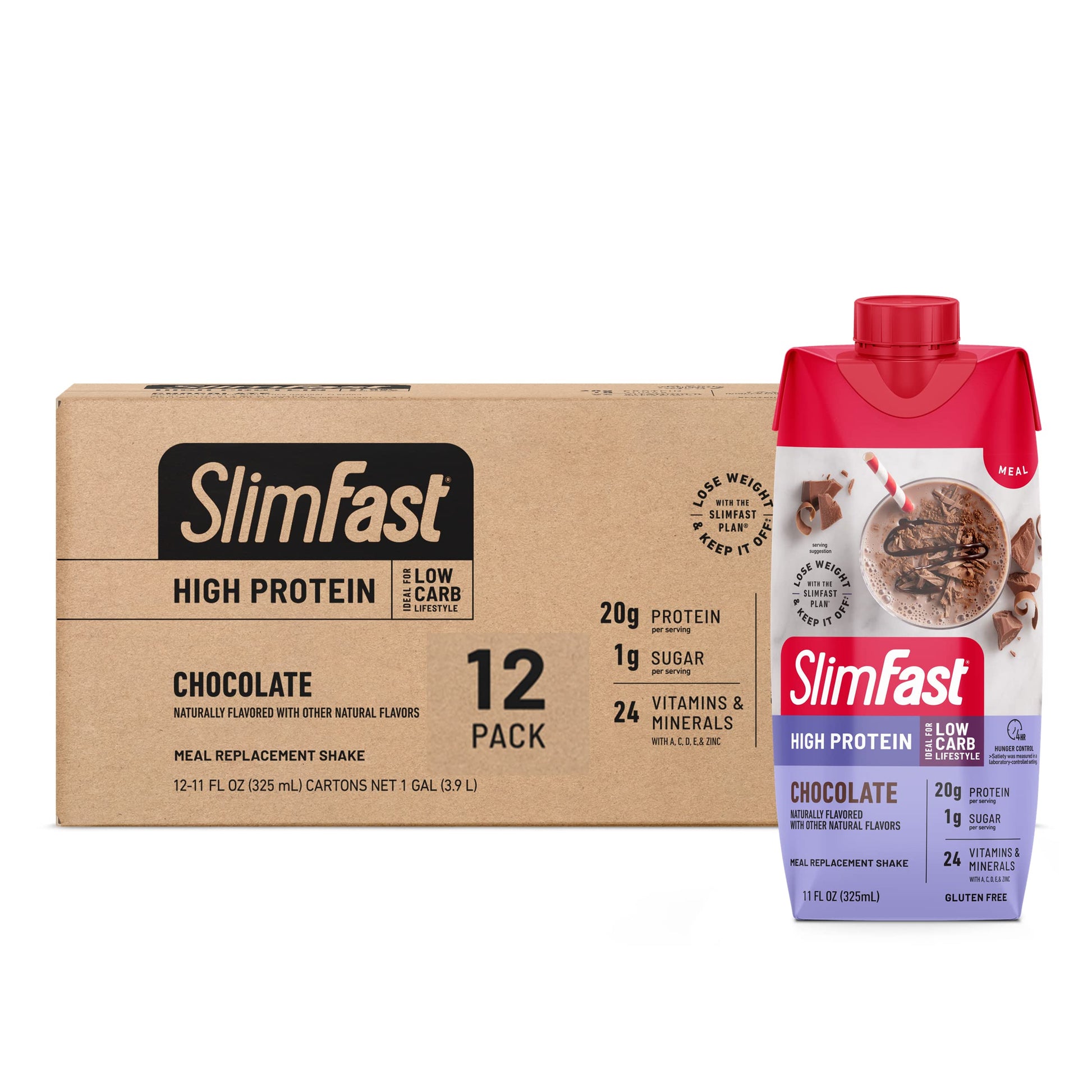 SlimFast High Protein Chocolate Bundle- 12 Count of Chocolate High Protein Meal SlimFast