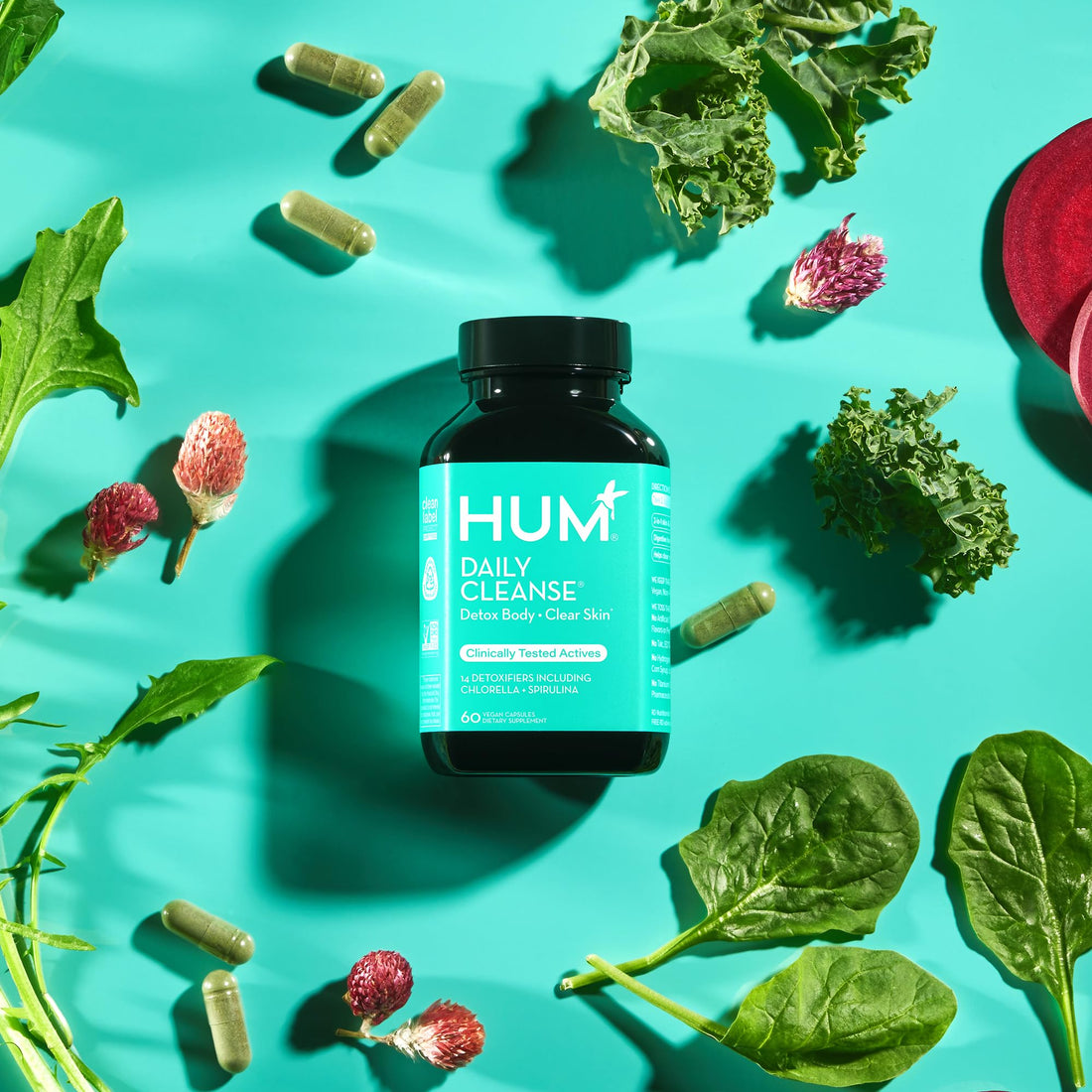 HUM Daily Cleanse Acne Supplements - Support for Clear Skin & Improved Digestion 