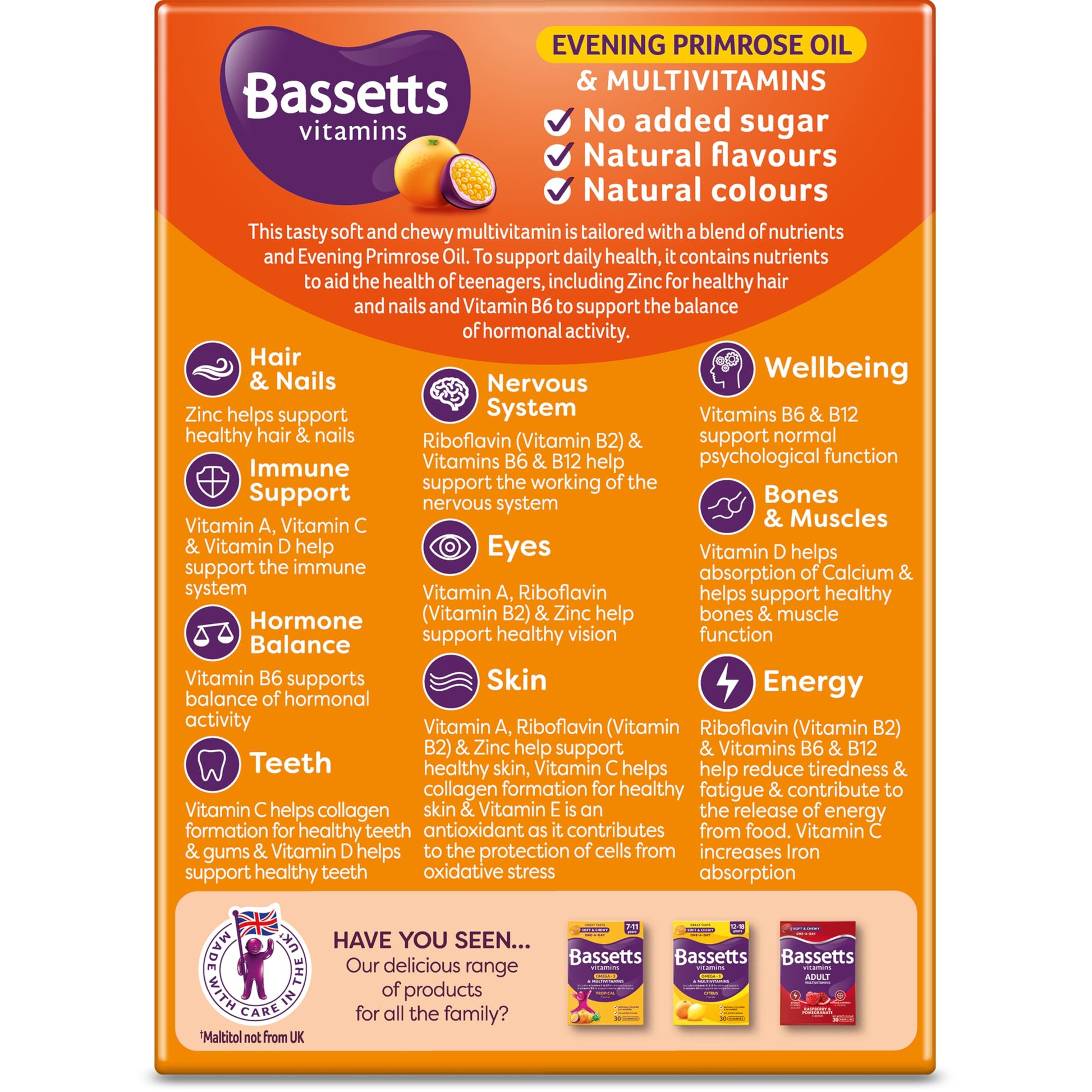 Bassetts Vitamins 12-18 EPO Orange & Passion Fruit 30's, 94.2 g, Orange and passionfruit Bassetts Vitamins