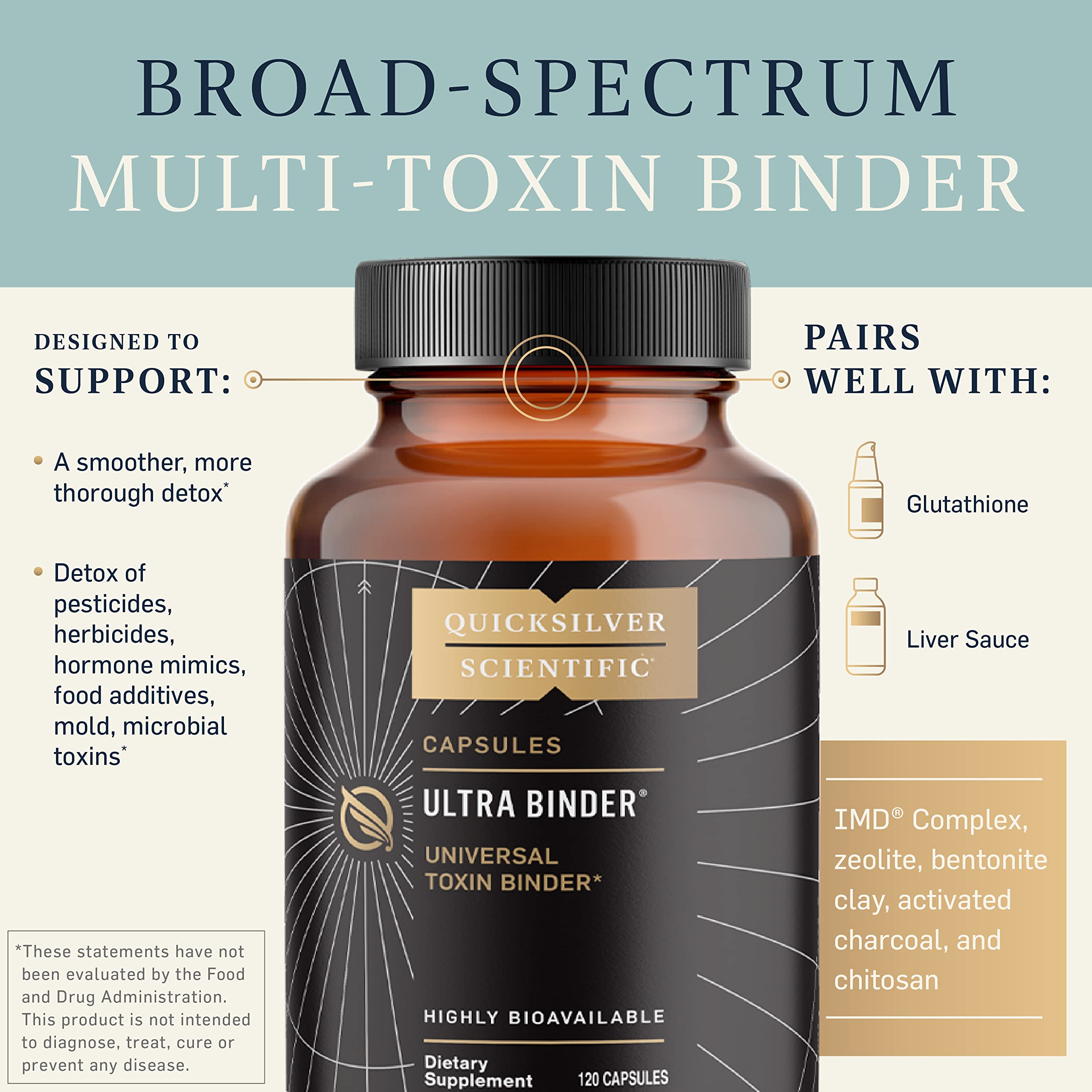 Quicksilver Scientific Ultra Binder - Multi Toxin Binder with Bentonite Clay Powder Quicksilver Scientific