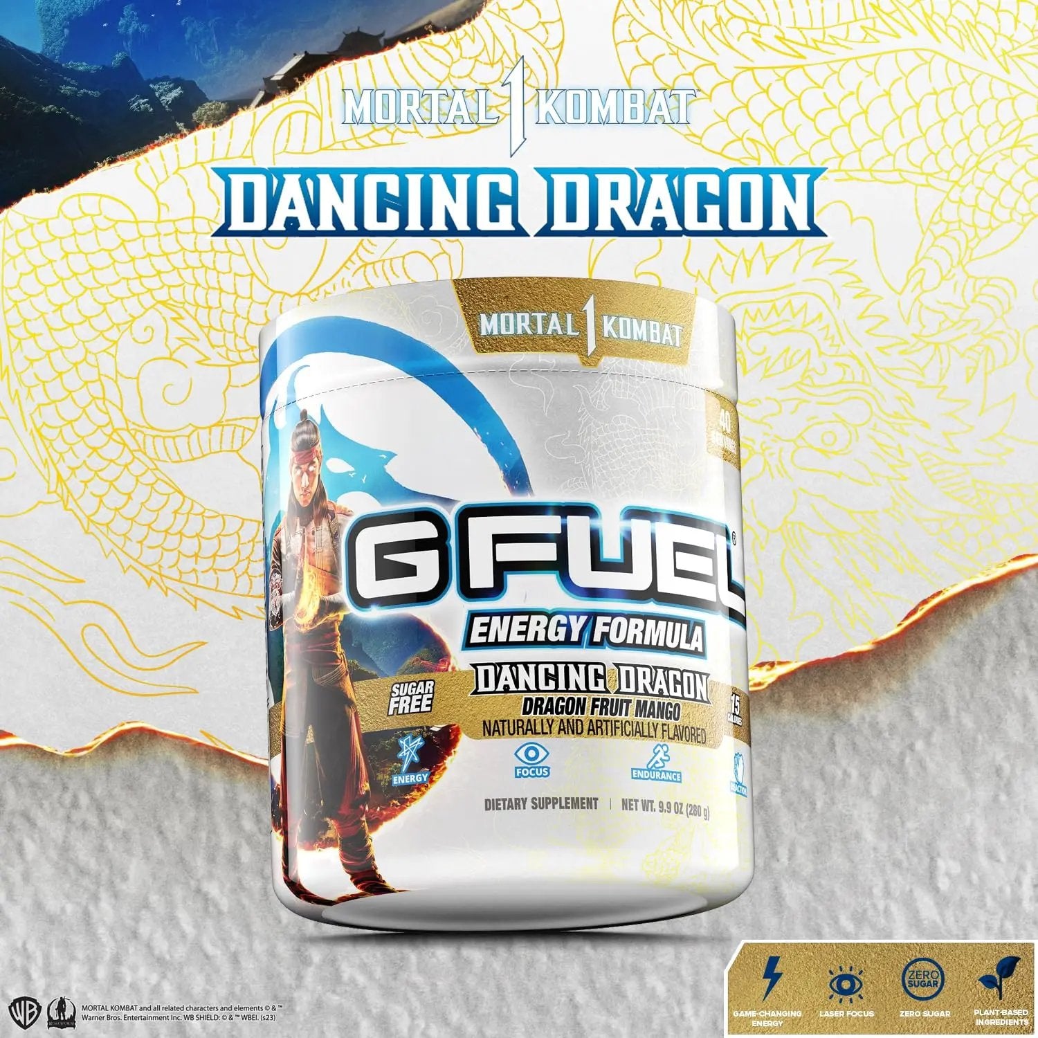 G fuel Mortal Kombat Dancing Dragon Energy Powder, Sugar Free, Clean Caffeine Focus G fuel