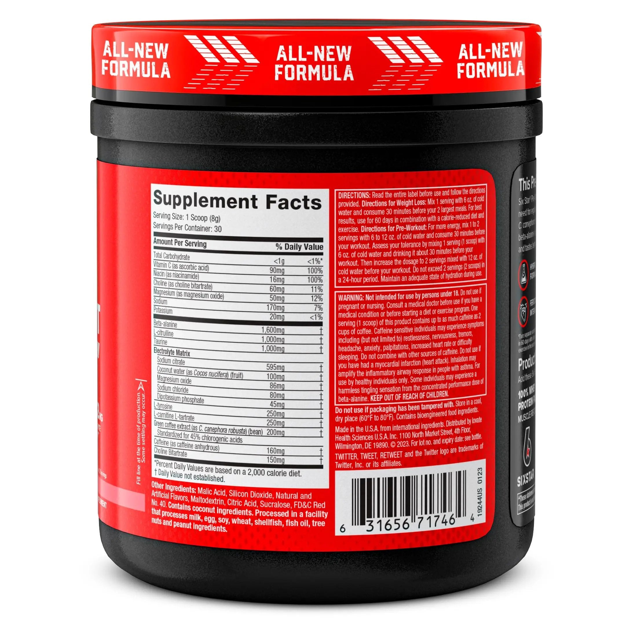 Six Star Pre-Workout Explosion Ripped 2.0 Watermelon - Endurance Powder with Caffeine Six Star
