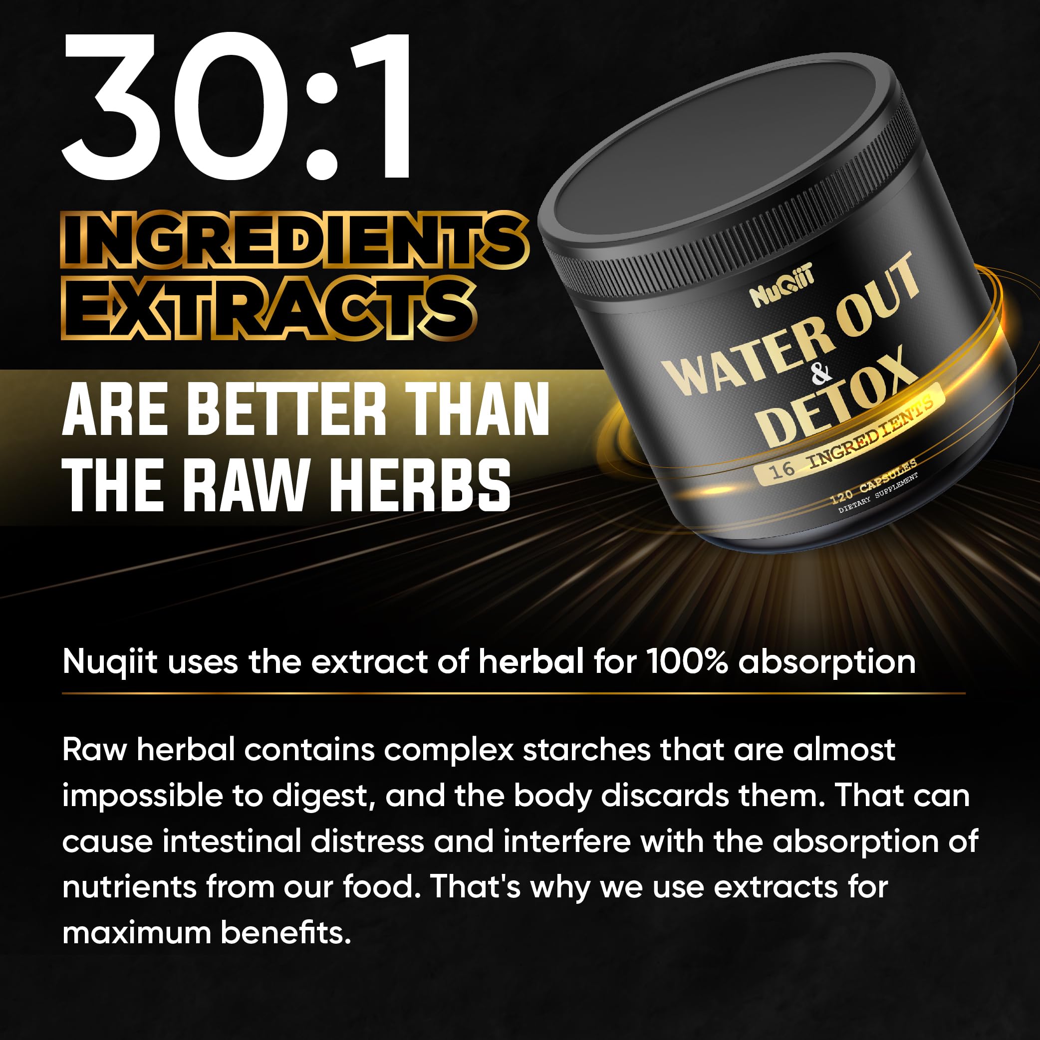 Nuqiit Water Out Supplement with Dandelion Root 12000mg Apple Cider Vinegar 4500mg & More Nuqiit