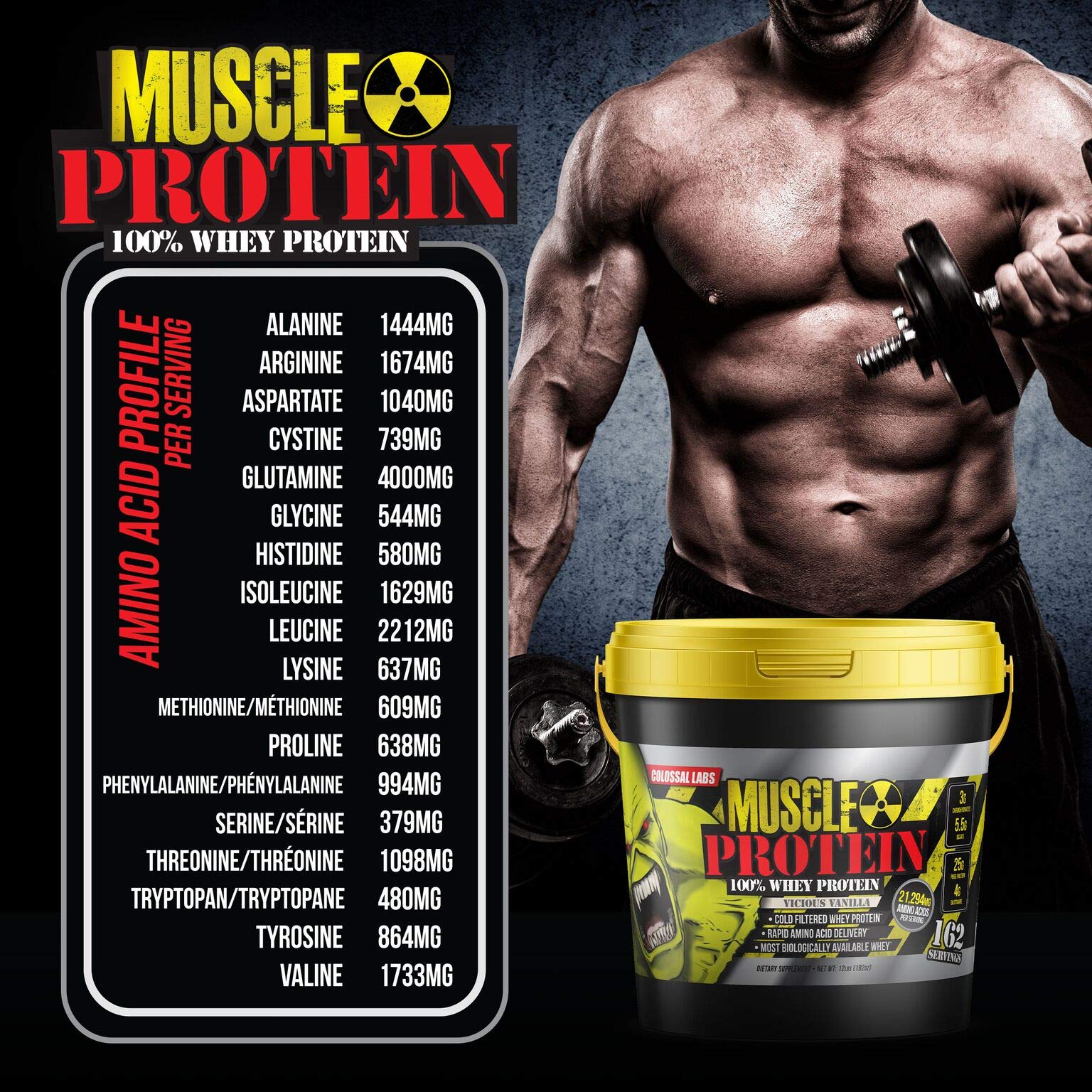 COLOSSAL LABS Muscle Protein Whey Powder [12 lbs/Pack of 1]–Chocolate Protein COLOSSAL LABS