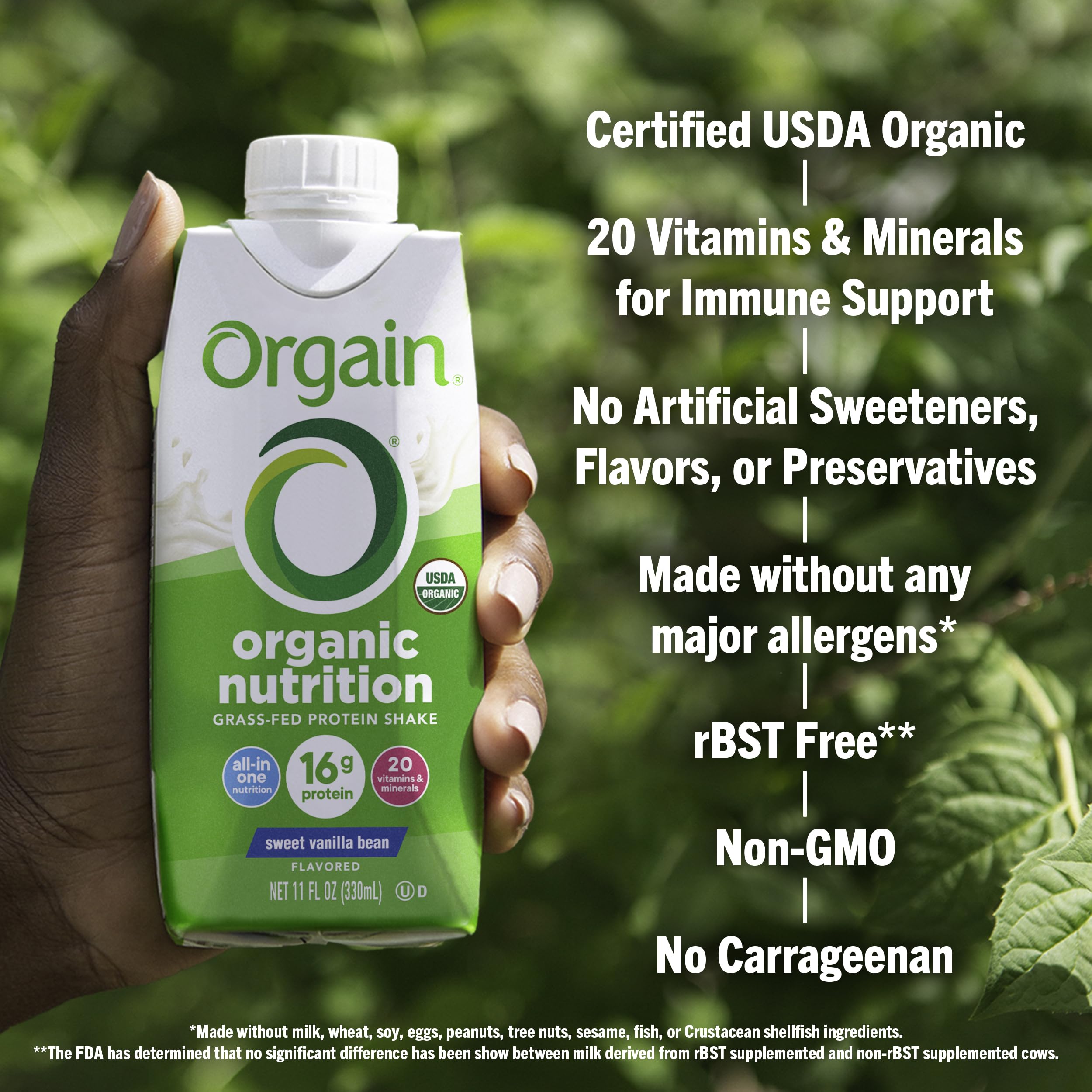 Orgain Organic Nutritional Protein Shake, Vanilla Bean - 16g Grass Fed Whey Protein Orgain