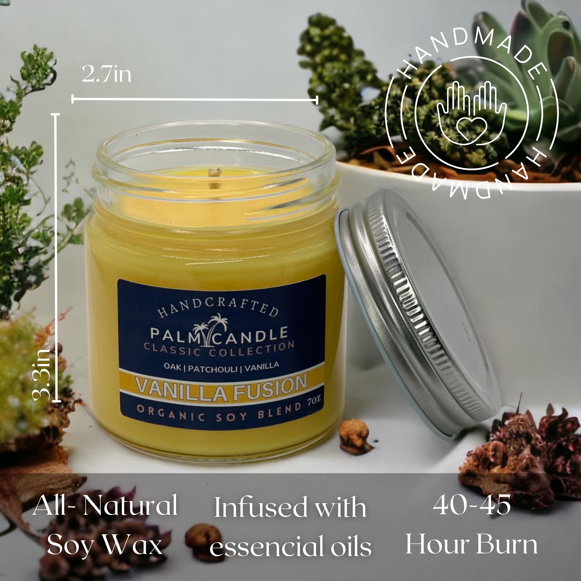 Vanilla & Wood Fusion Premium Soy Candle for Home Scented Candle 7 Ounces of Pure Aromatic Bliss Msupps.com