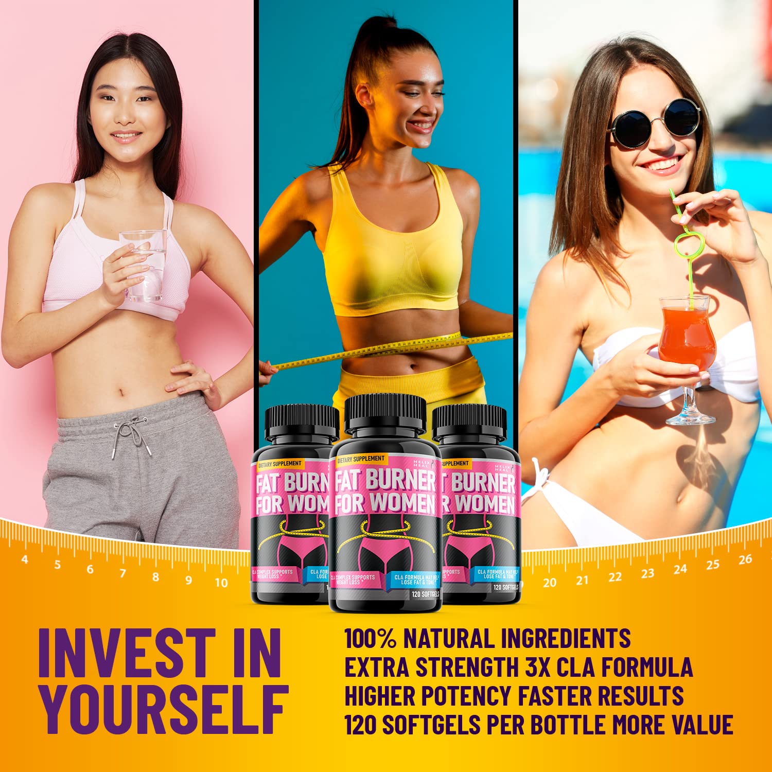 Helix Heal Belly Fat Burner for Women - Lose Stomach Fat w/Softgel Diet Pills for Weight Loss Helix Heal