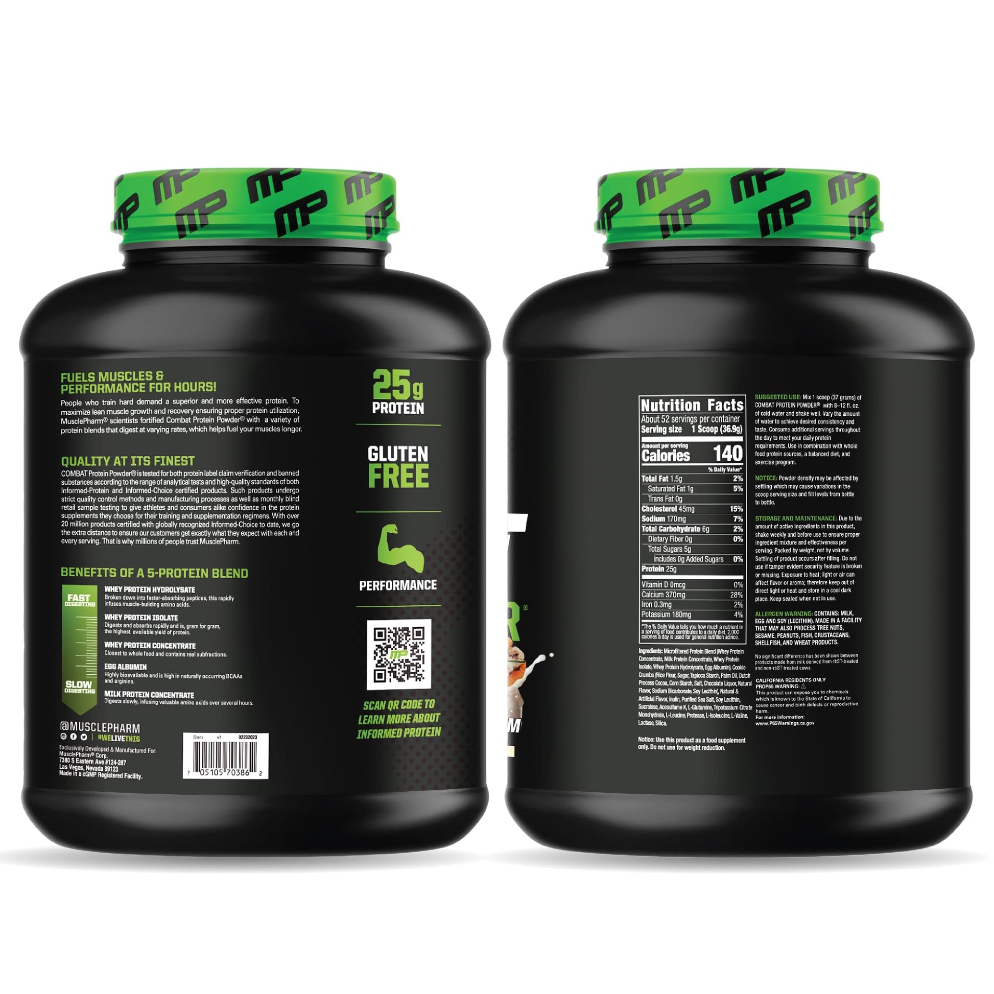 MusclePharm Combat Protein Powder, Chocolate Milk - 4 lb - Gluten Free - 52 Servings Muscle Pharm