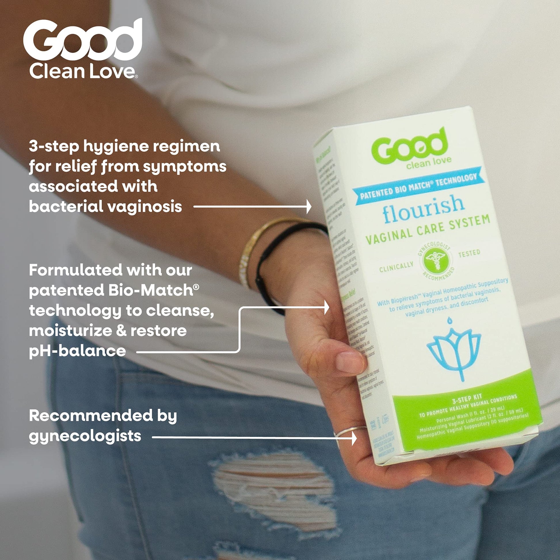 Good Clean Love Flourish Vaginal Care System, 30-Day Regimen, Relieves Itching & Irritation, Includes Personal Good Clean Love