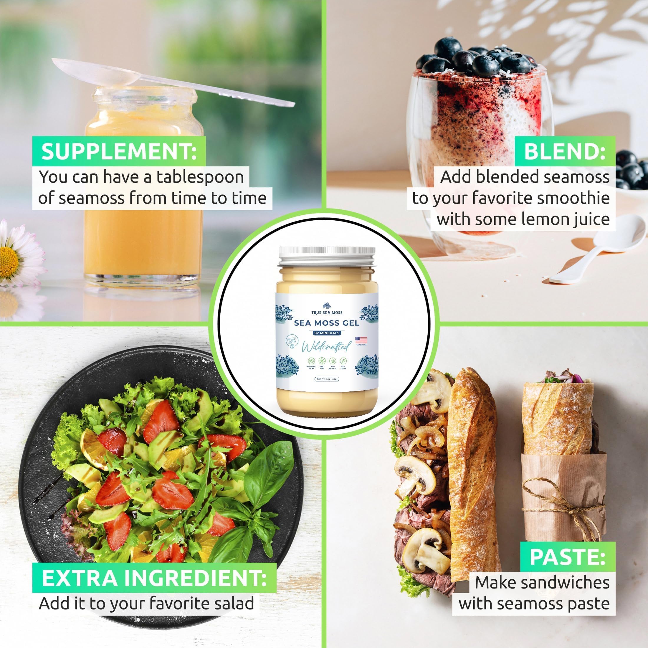 TrueSeaMoss Wildcrafted Irish Sea Moss Gel – Nutritious Raw Seamoss Rich in Minerals TrueSeaMoss