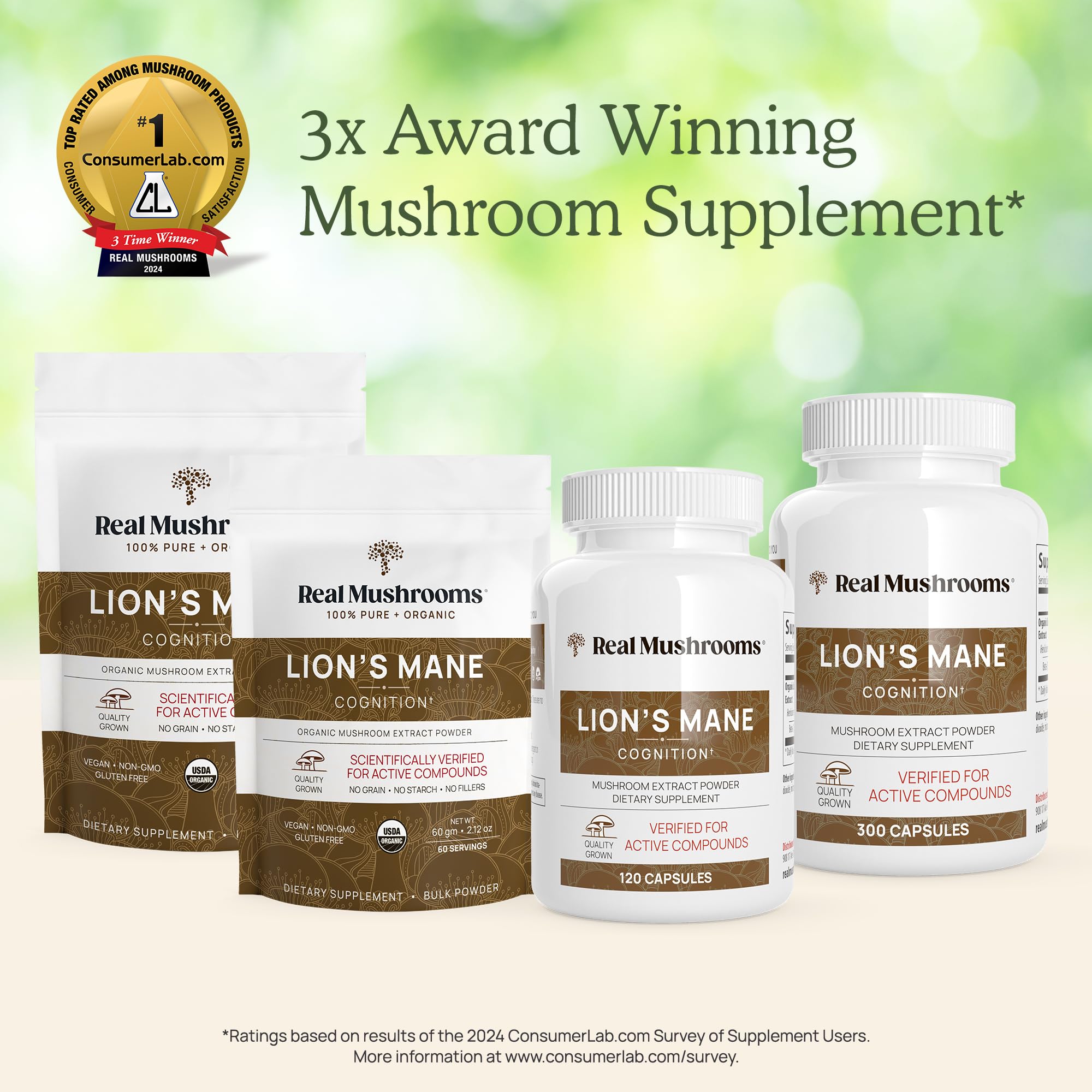 Real Mushrooms Lion’s Mane Powder - Organic Lions Mane Mushroom Extract Real Mushrooms