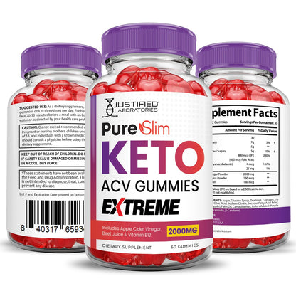 (2 Pack) Pure Slim Keto ACV Gummies Extreme 2000MG PureSlim Keto Gummies