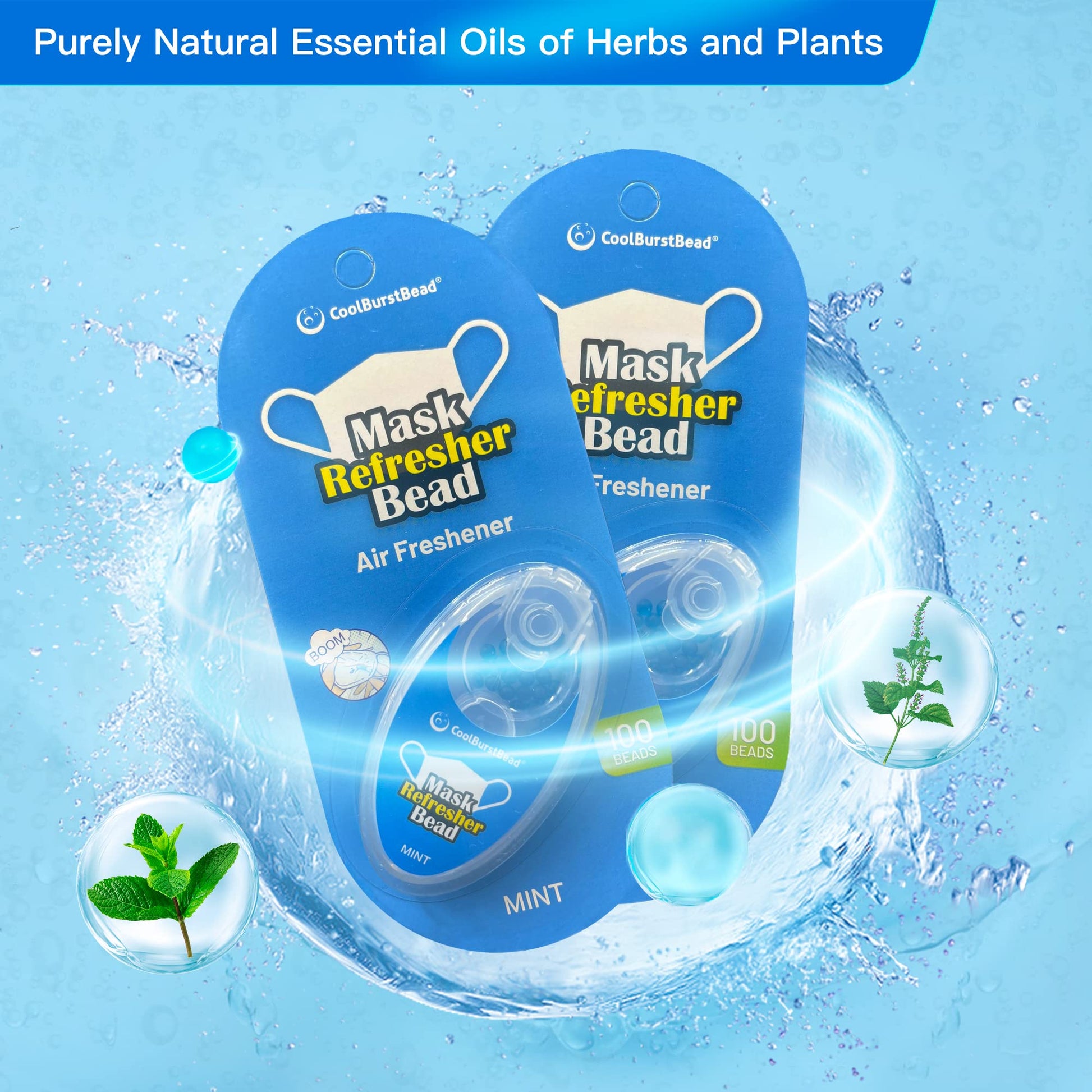 CoolBurstBead Face Mask Refresher, Long-Lasting & Strong Refreshing Fragrance, 4-Pack CoolBurstBead