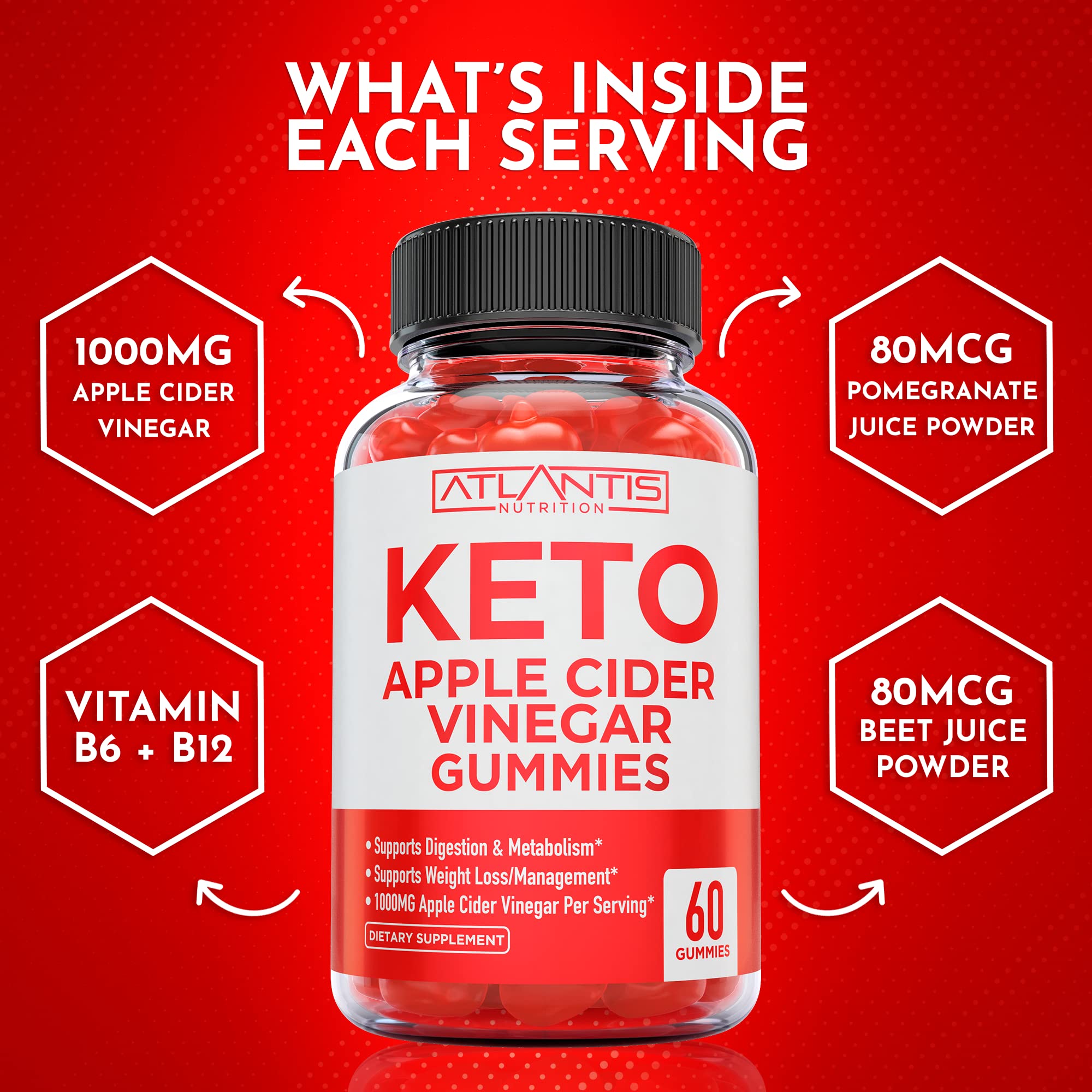 Keto ACV Gummies for Weight Loss - Apple Cider Vinegar Keto ACV Gummies Formulated Atlantis Nutrition