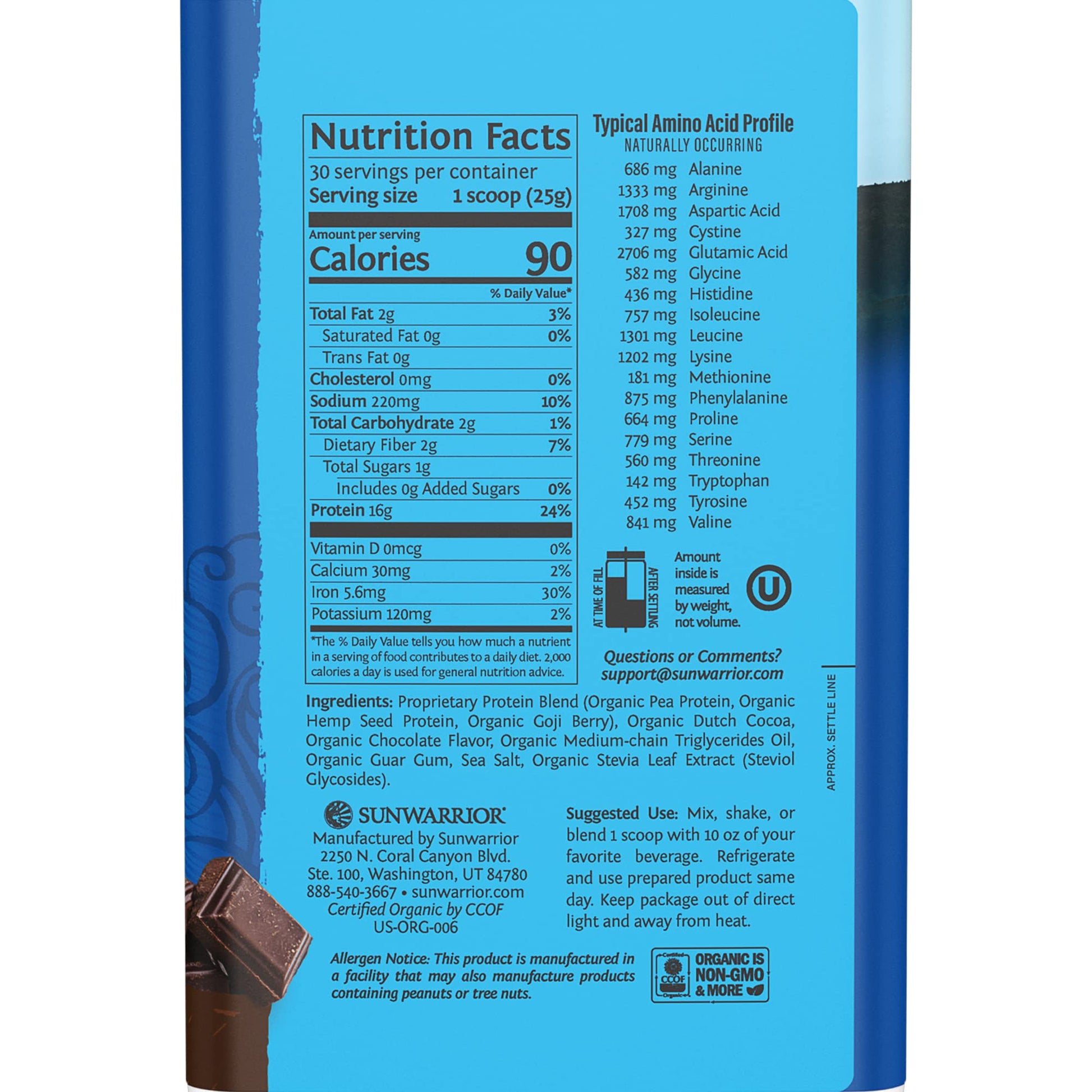 Vegan Organic Protein Powder Plant-based | BCAA Amino Acids Hemp Seed Soy Sunwarrior