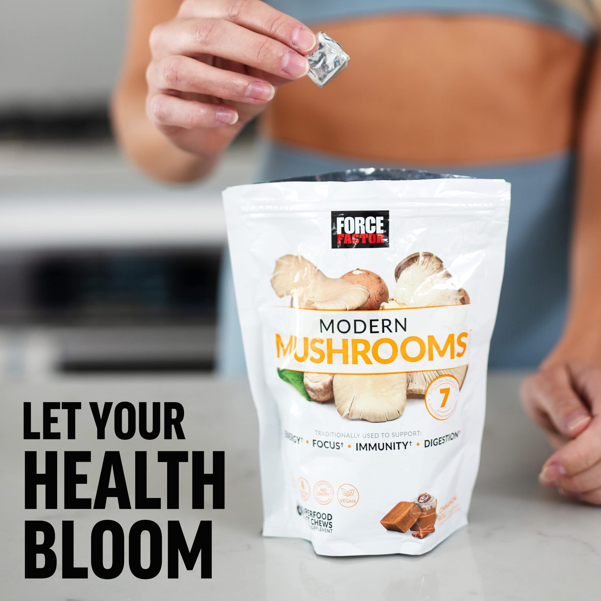 FORCE FACTOR Modern Mushrooms Soft Chews, Mushroom Supplement with Lions Mane Force Factor