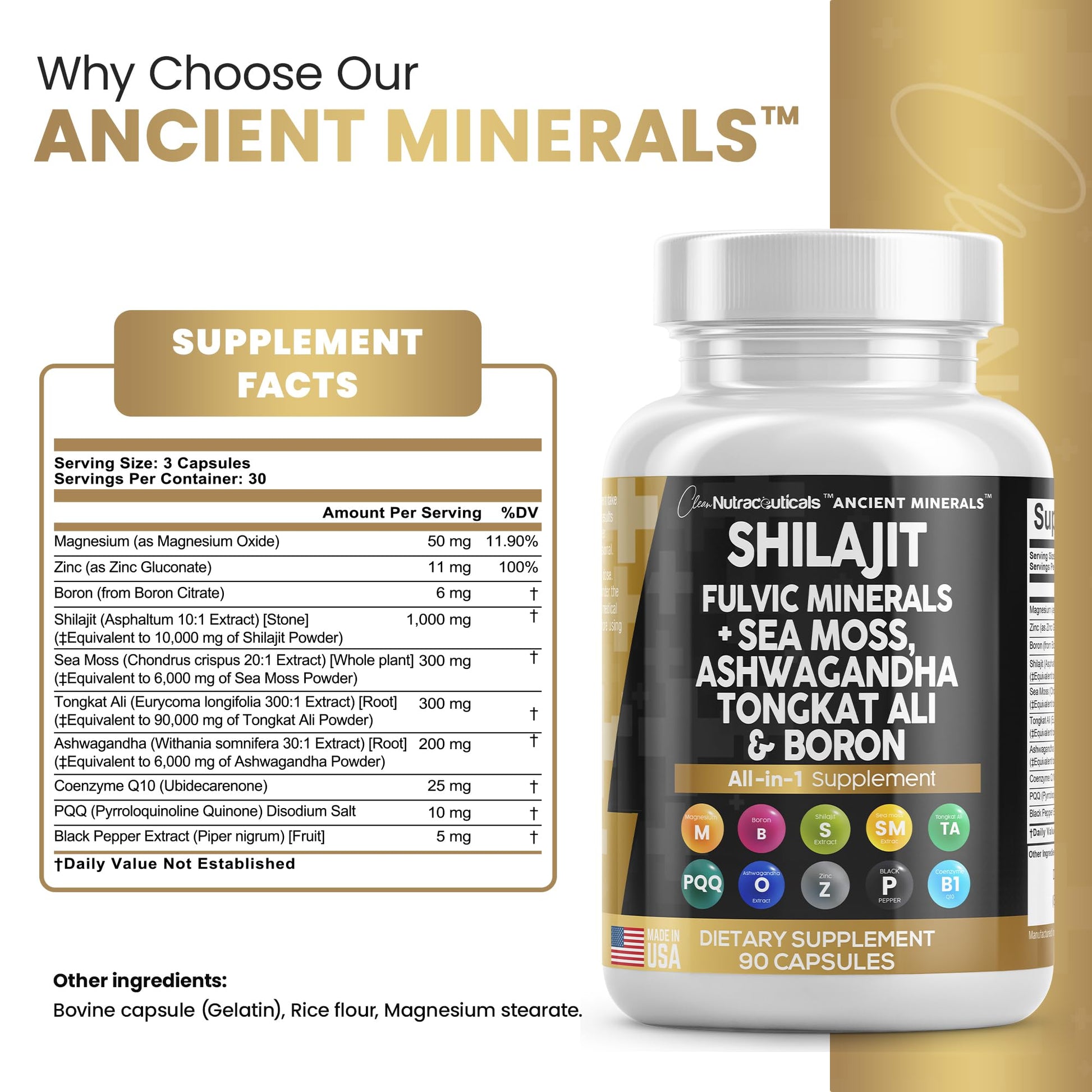 Pure Shilajit Supplement 10,000mg Himalayan w Sea Moss 6000mg