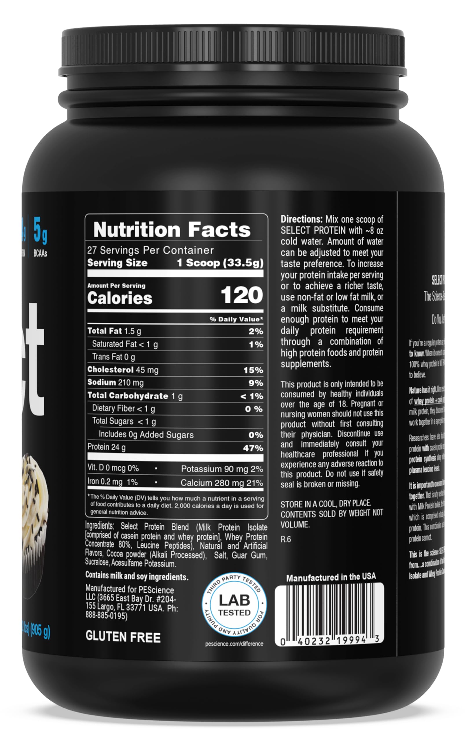 PEScience Select Low Carb Protein Powder, Chocolate Cupcake, 27 Serving, Keto PEScience