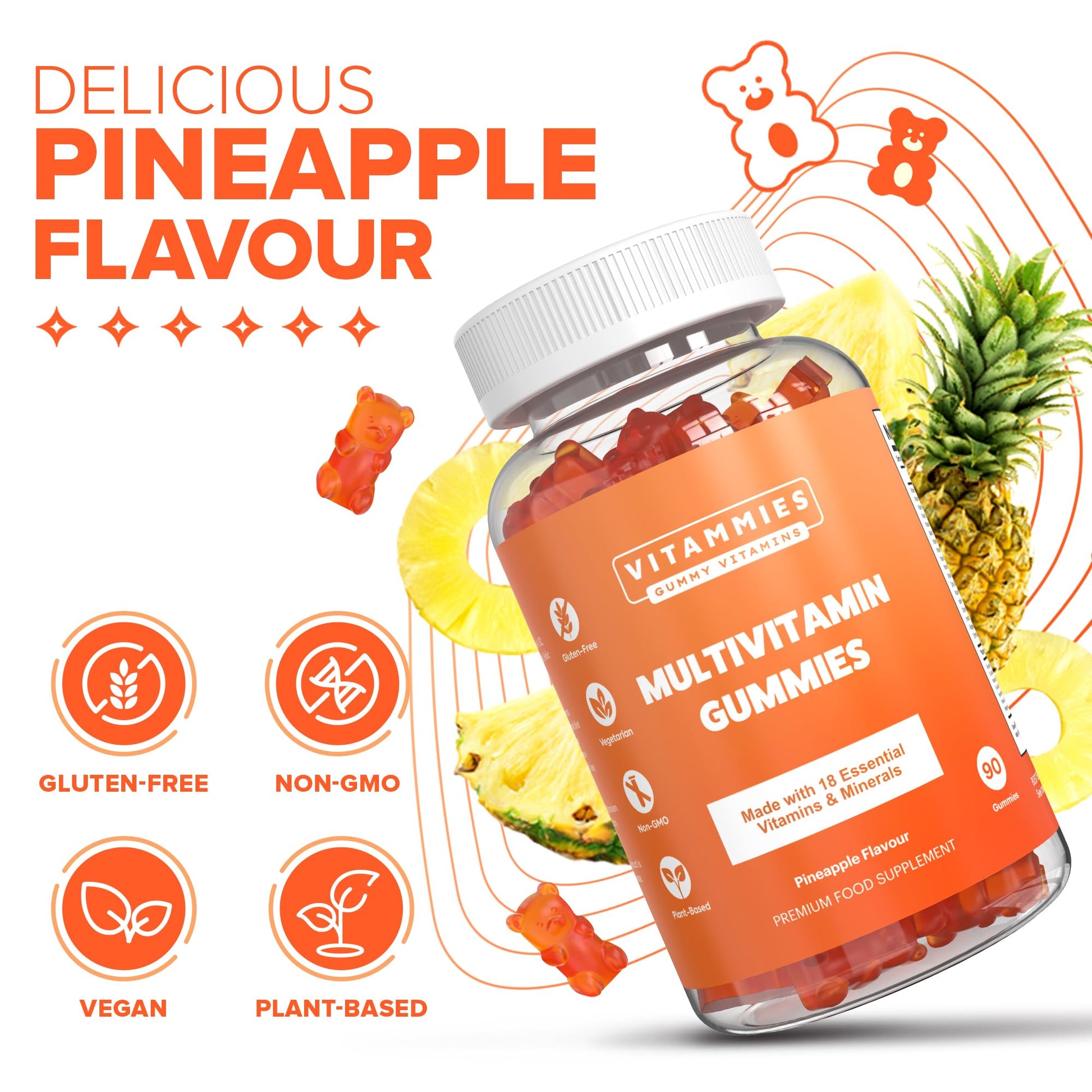 Multivitamin Gummies for Women & Men - 3 Months Supply - 18 Multivitamins & Minerals Vitammies