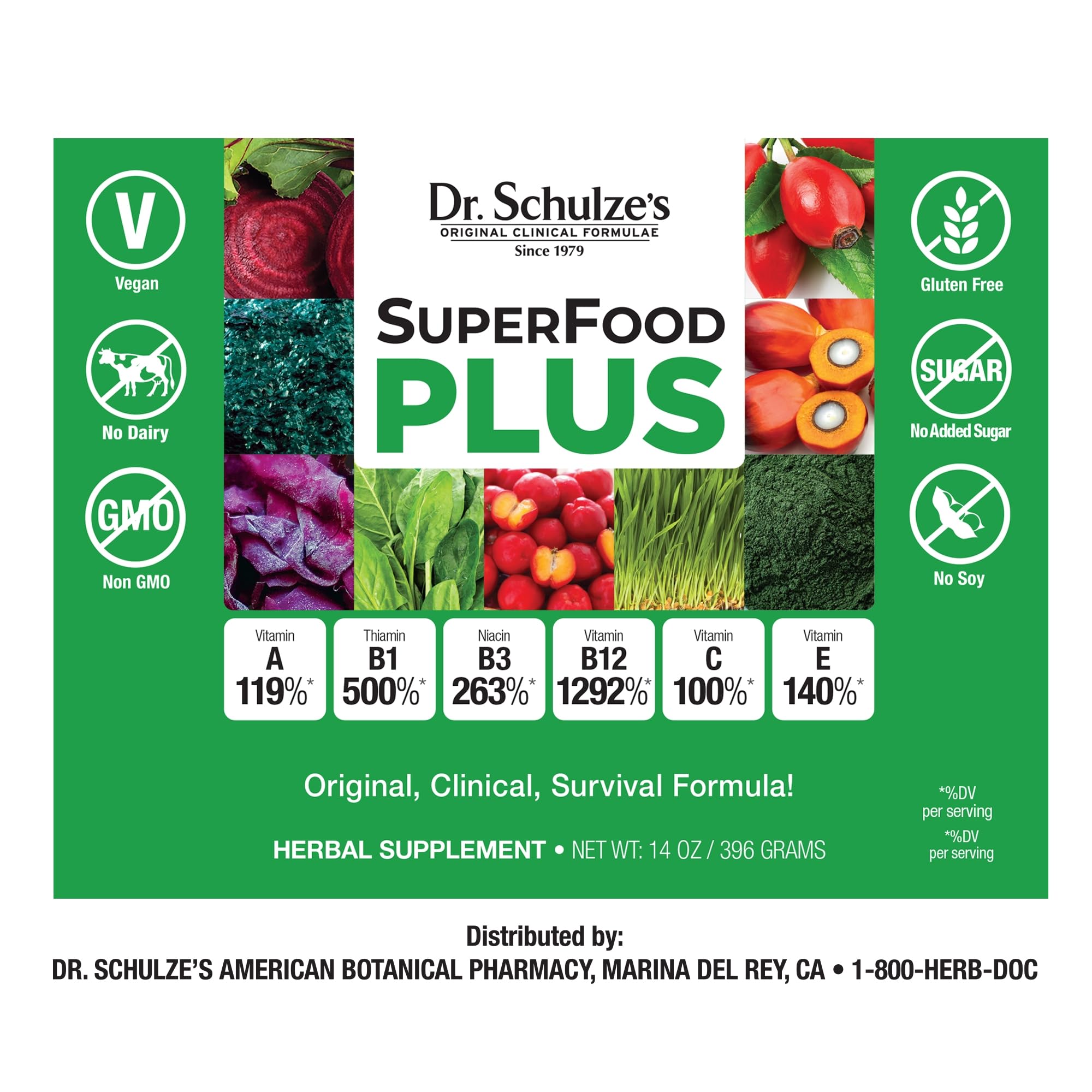 Dr. Schulze’s SuperFood Plus | Vitamin and Mineral Herbal Concentrate | Daily Nutrition Dr. Schulze's