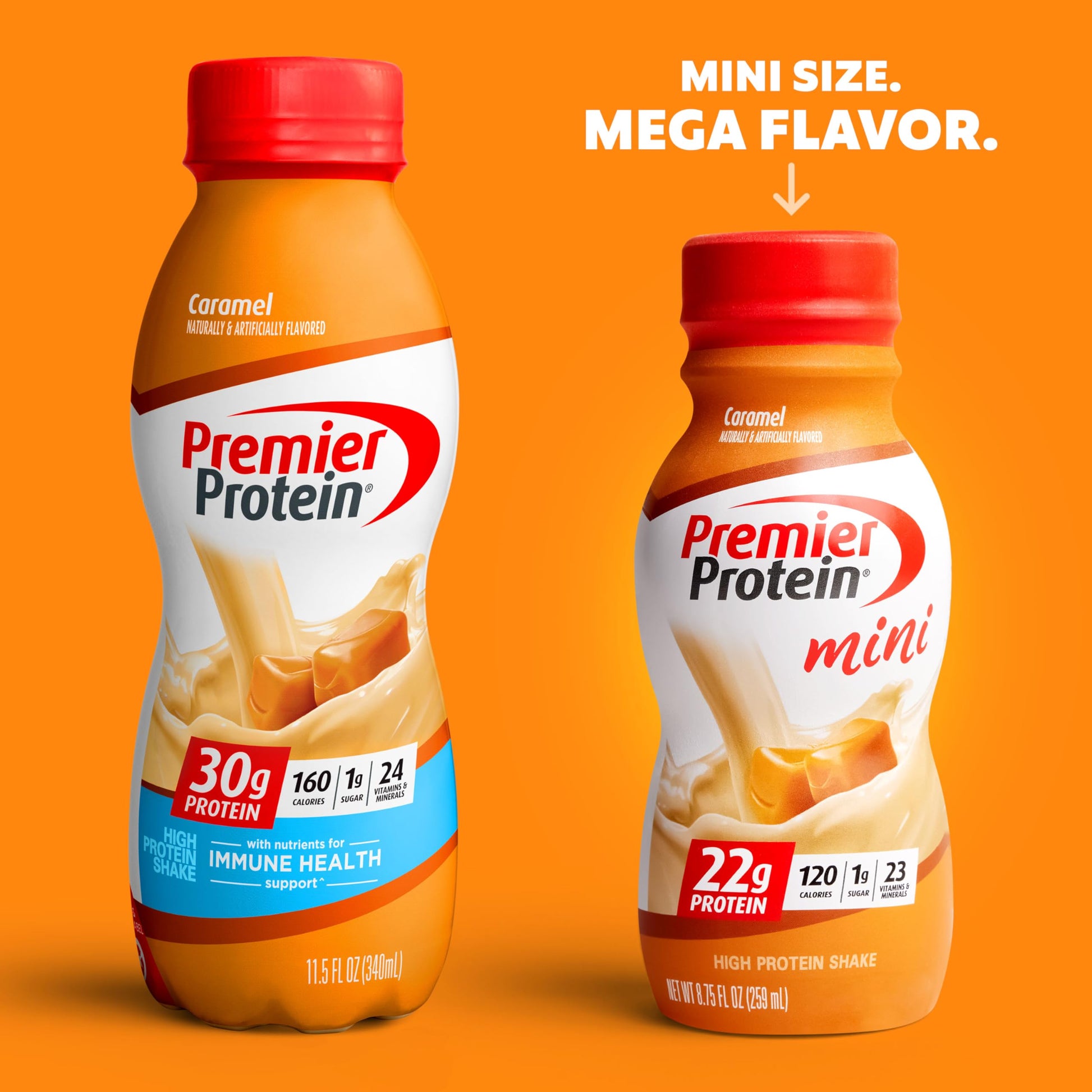 Premier Protein Shake MINIs, Caramel, 22g Protein, 120 Calories, 1g Sugar, 8.75fl oz Premier Protein