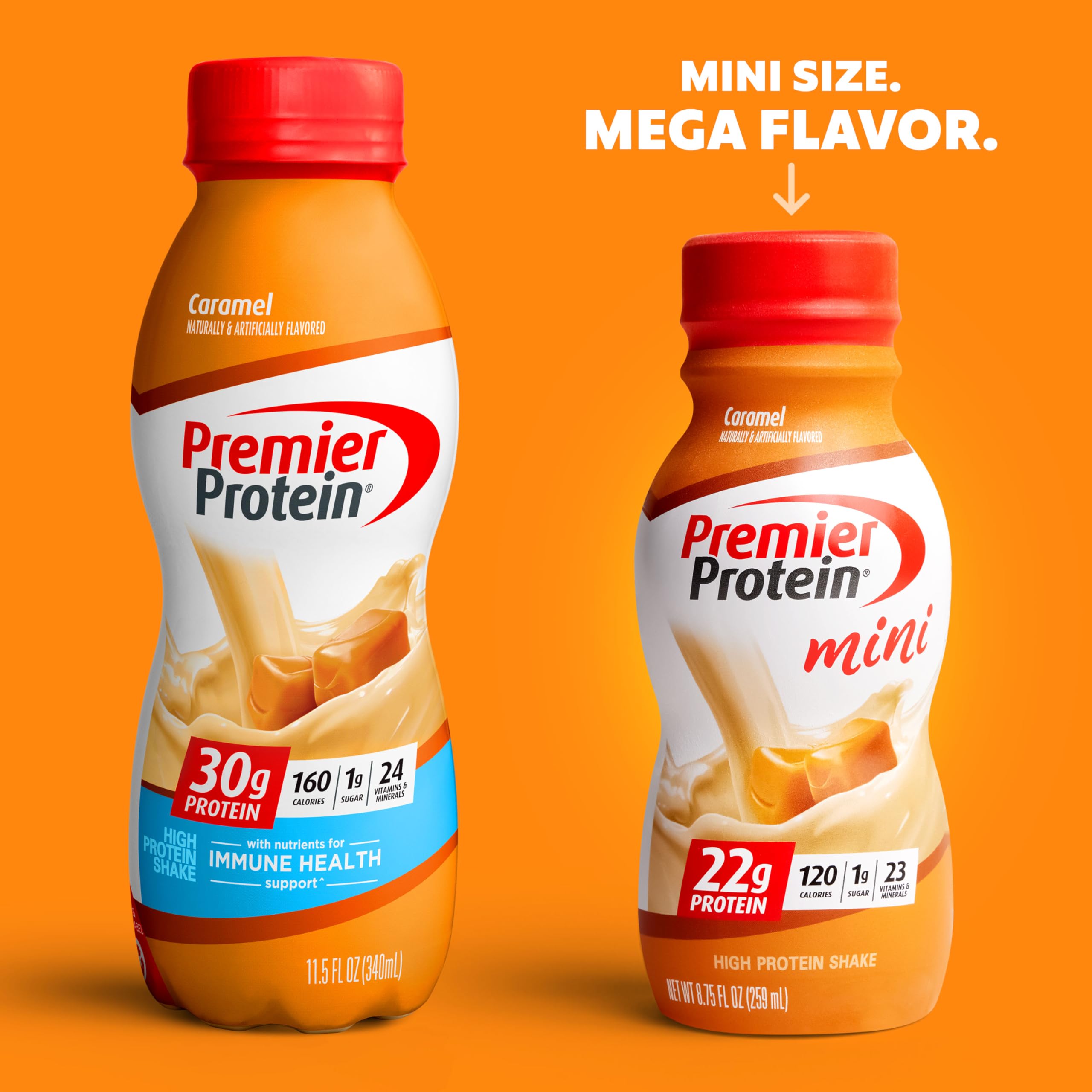 Premier Protein Shake MINIs, Caramel, 22g Protein, 120 Calories, 1g Sugar, 8.75fl oz Premier Protein