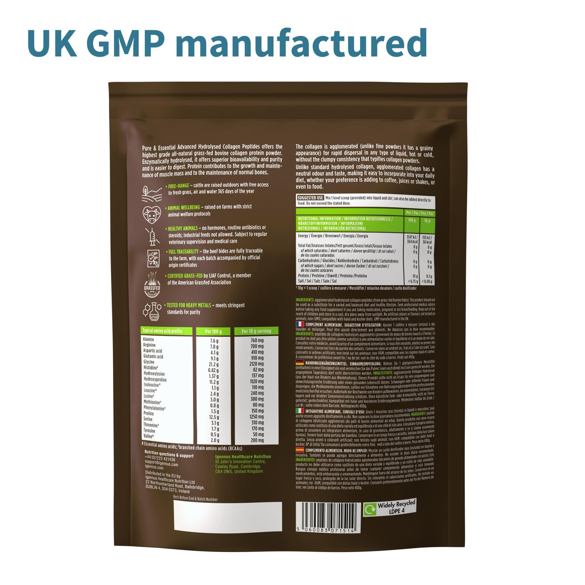 Advanced Hydrolysed Collagen Peptides, 100% Grass Fed & Ethically Sourced Igennus Healthcare Nutrition