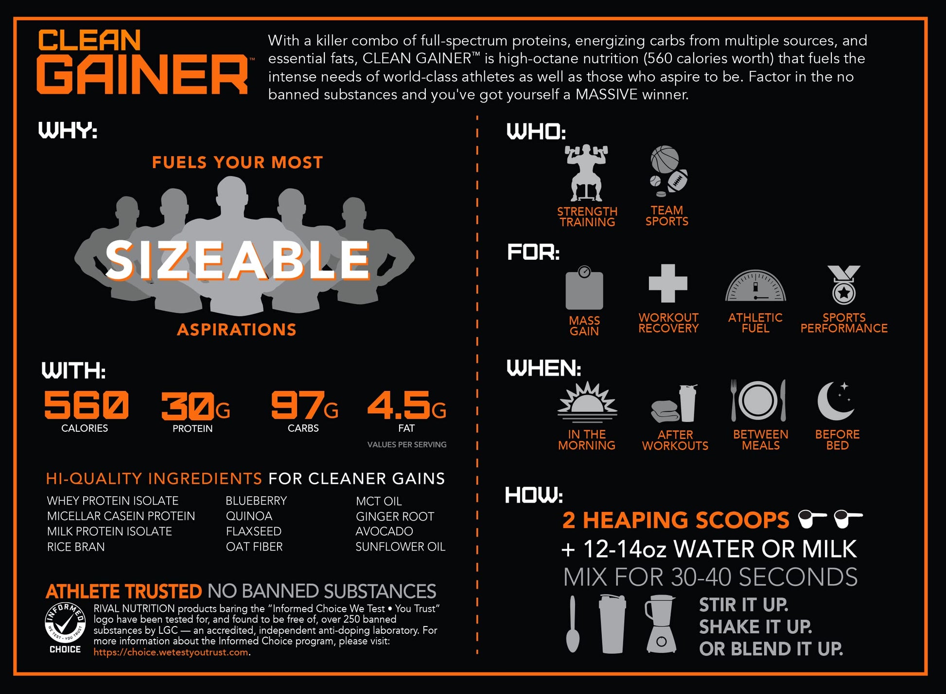 Rivalus Clean Gainer - Chocolate Fudge 10 Pound - Delicious Lean Mass Gainer Rivalus