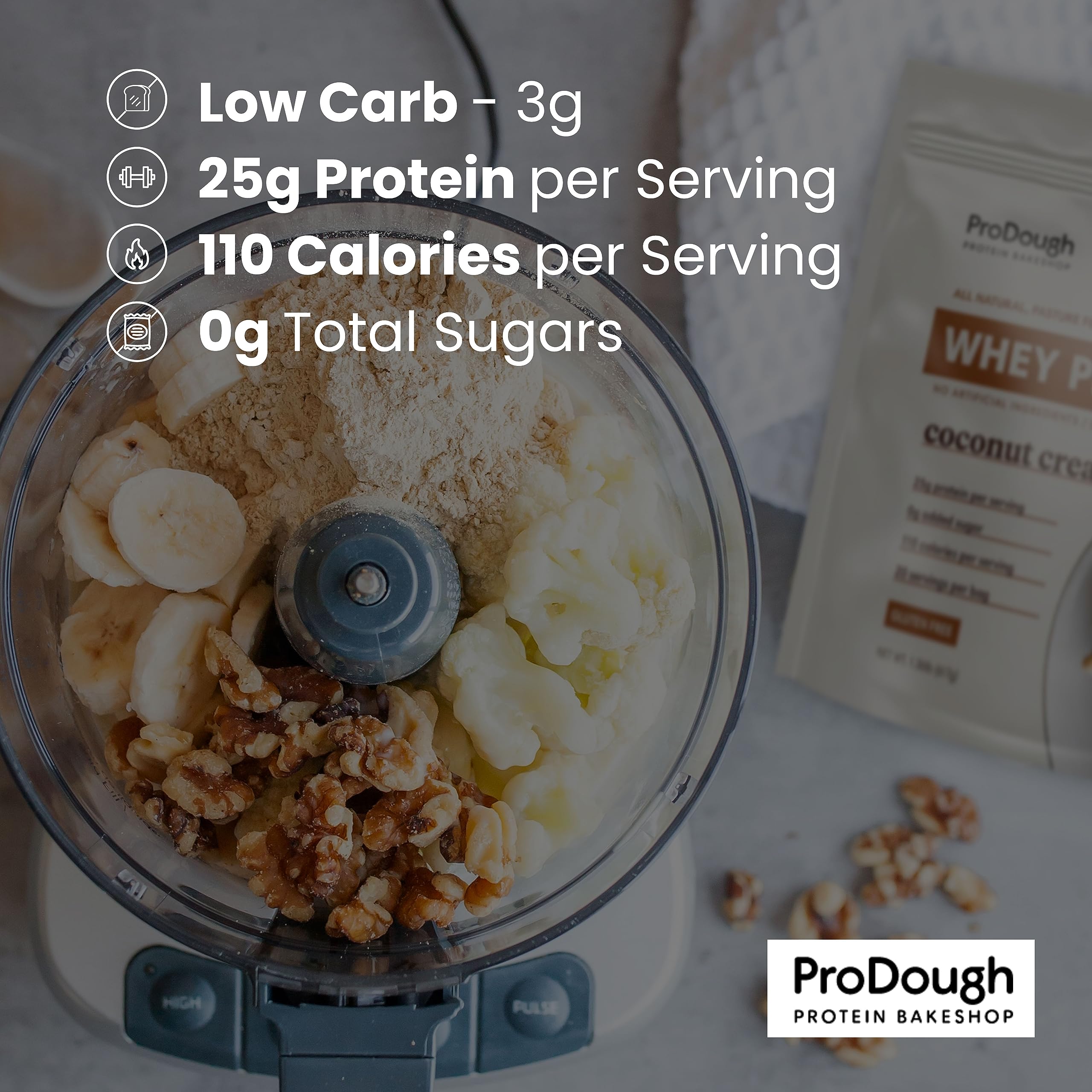 ProDough Gourmet Whey Isolate Hydrolized Protein Powder for Shake Mix- Easy Digest ProDough Protein Bakeshop