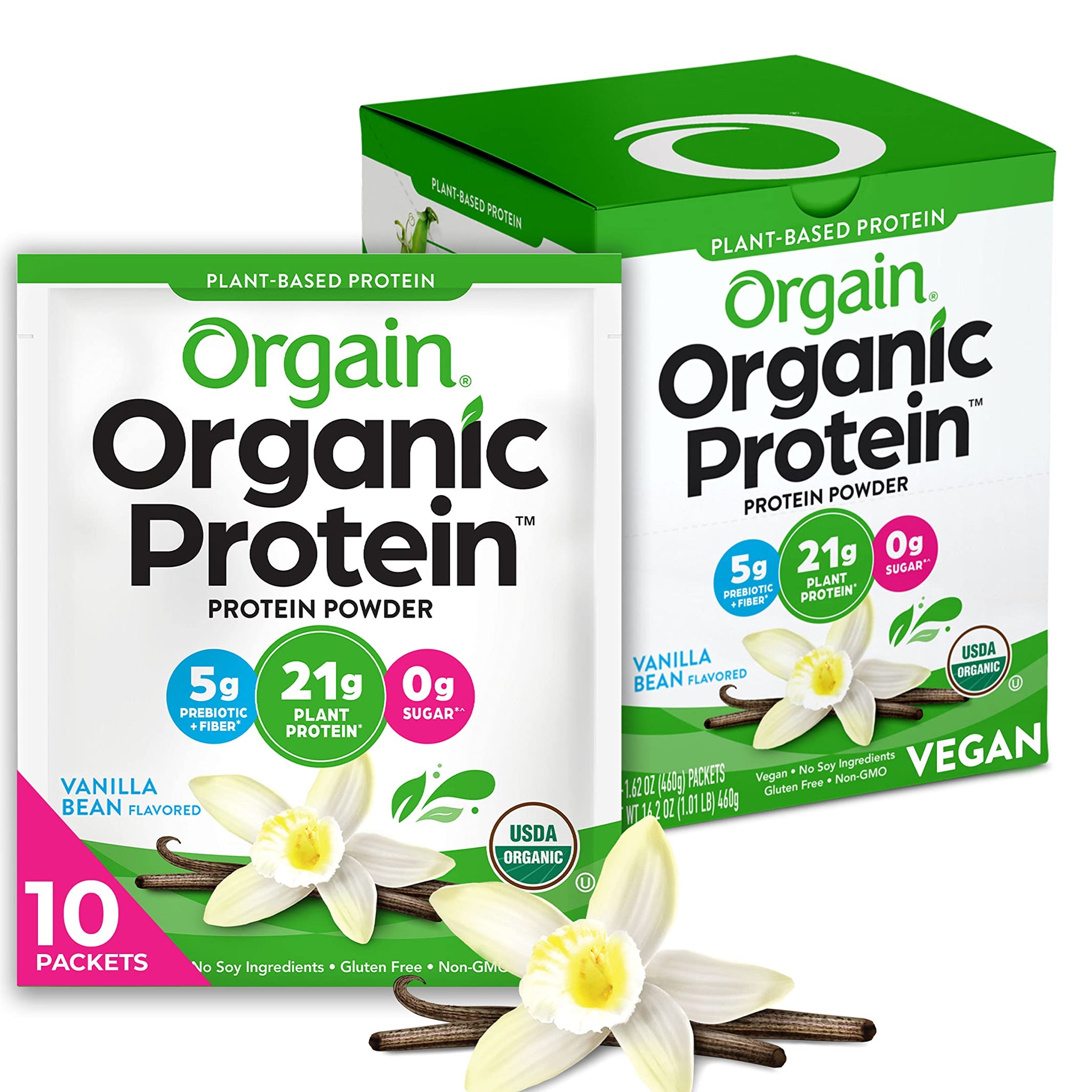 Orgain Organic Vegan Protein Powder, Vanilla Bean - 21g Plant Based Protein, Gluten Free