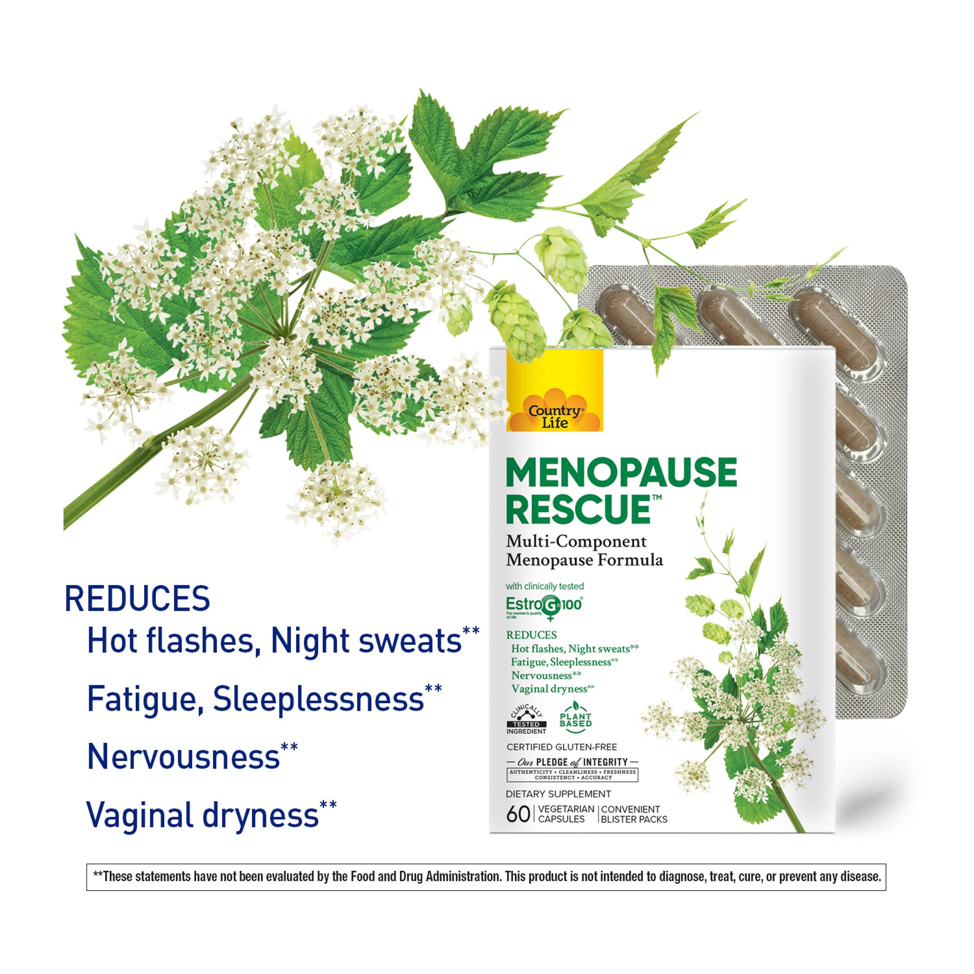 Country Life Menopause Rescue – Multi-Component Menopause Formula, Convenient Blister Packs