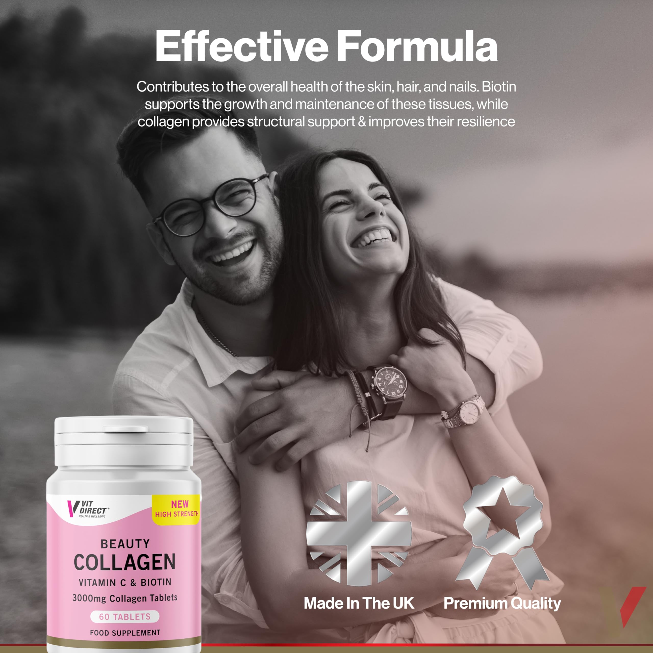 Vit Direct - Beauty Collagen Tablets (Plus Biotin) - 60 Tablets - Two Month Supply Vit Direct