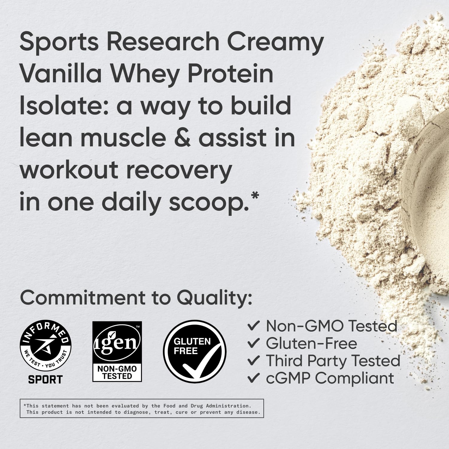 Sports Research Whey Protein Isolate - Sports Nutrition Protein Powder 25g per Serving Sports Research