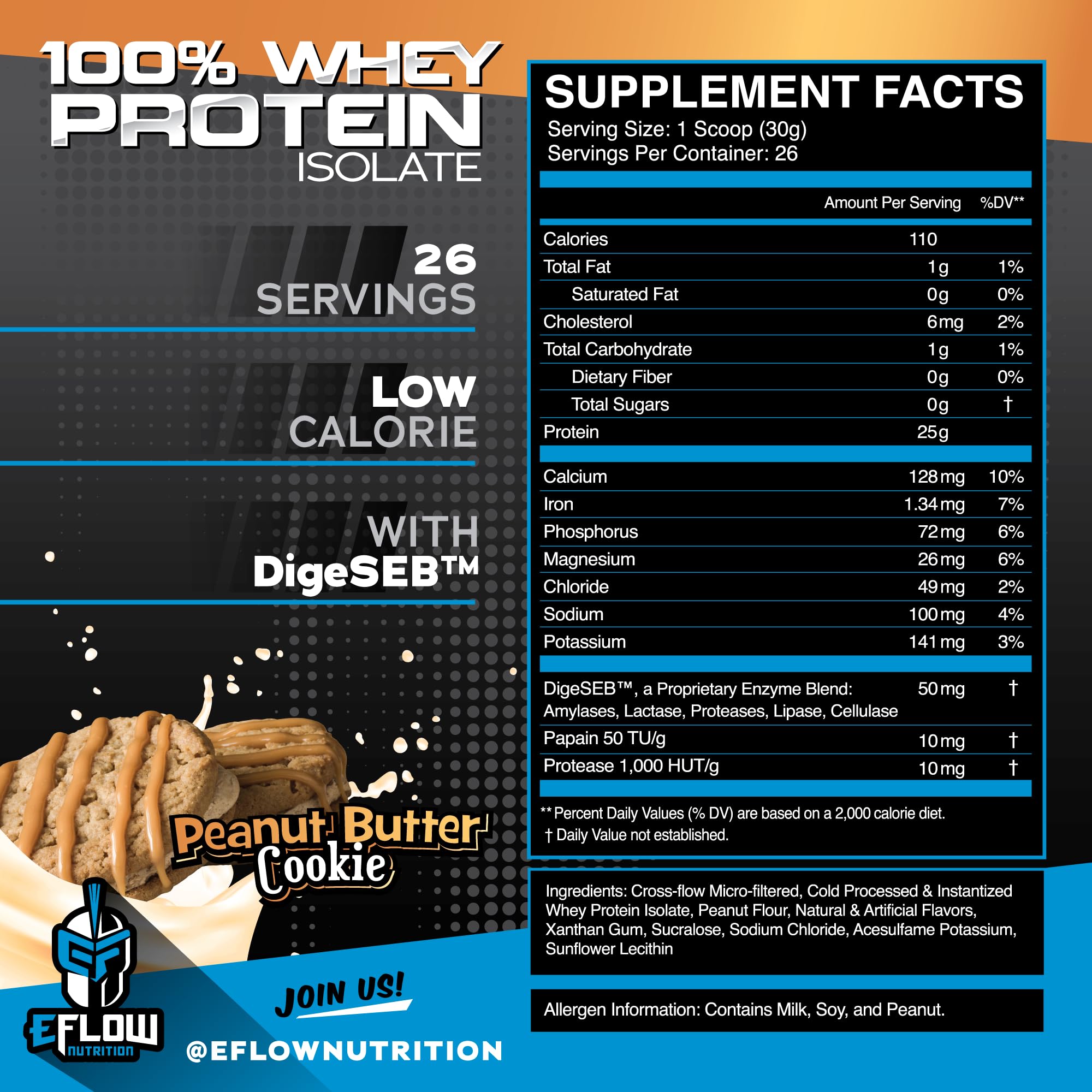 eFlow Nutrition 100% Whey Protein Isolate - Lactose-Free Digestive Enzymes Added eFlow Nutrition