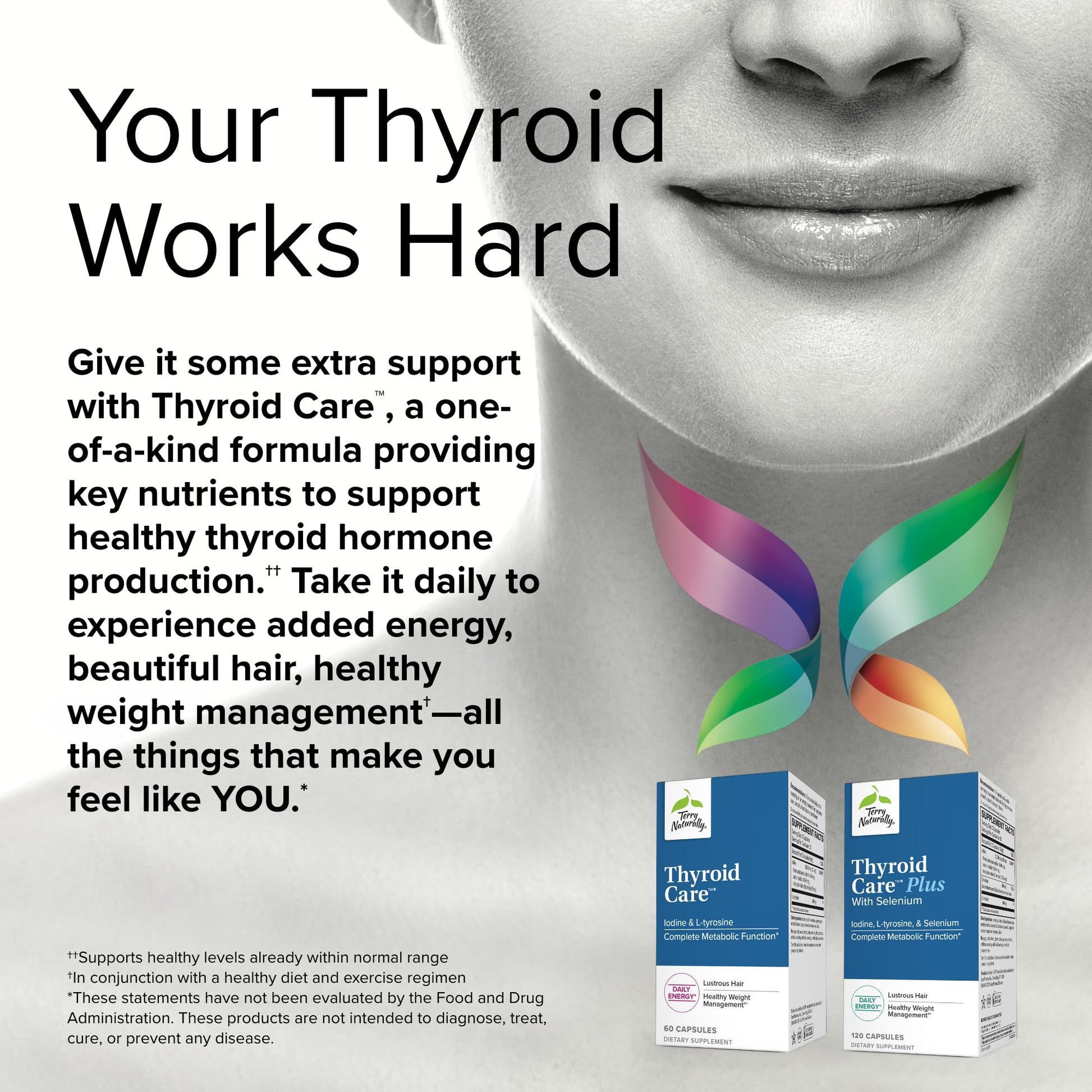 Terry Naturally Thyroid Care - 120 Capsules - Complete Metabolic Function - with Iodine Terry Naturally