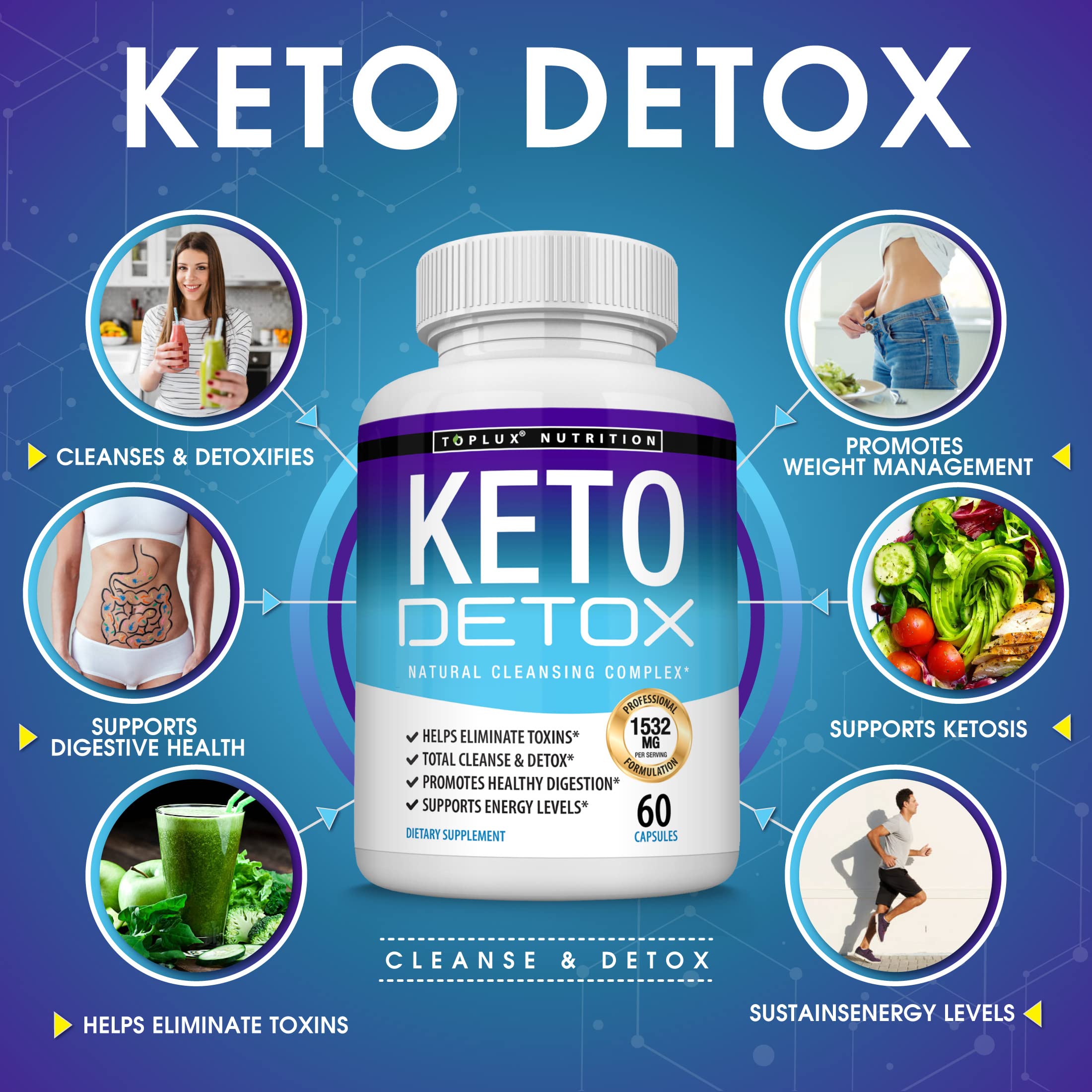 Toplux Keto Detox Pills Advanced Cleansing Extract – 1532 Mg Natural Acai Colon Toplux