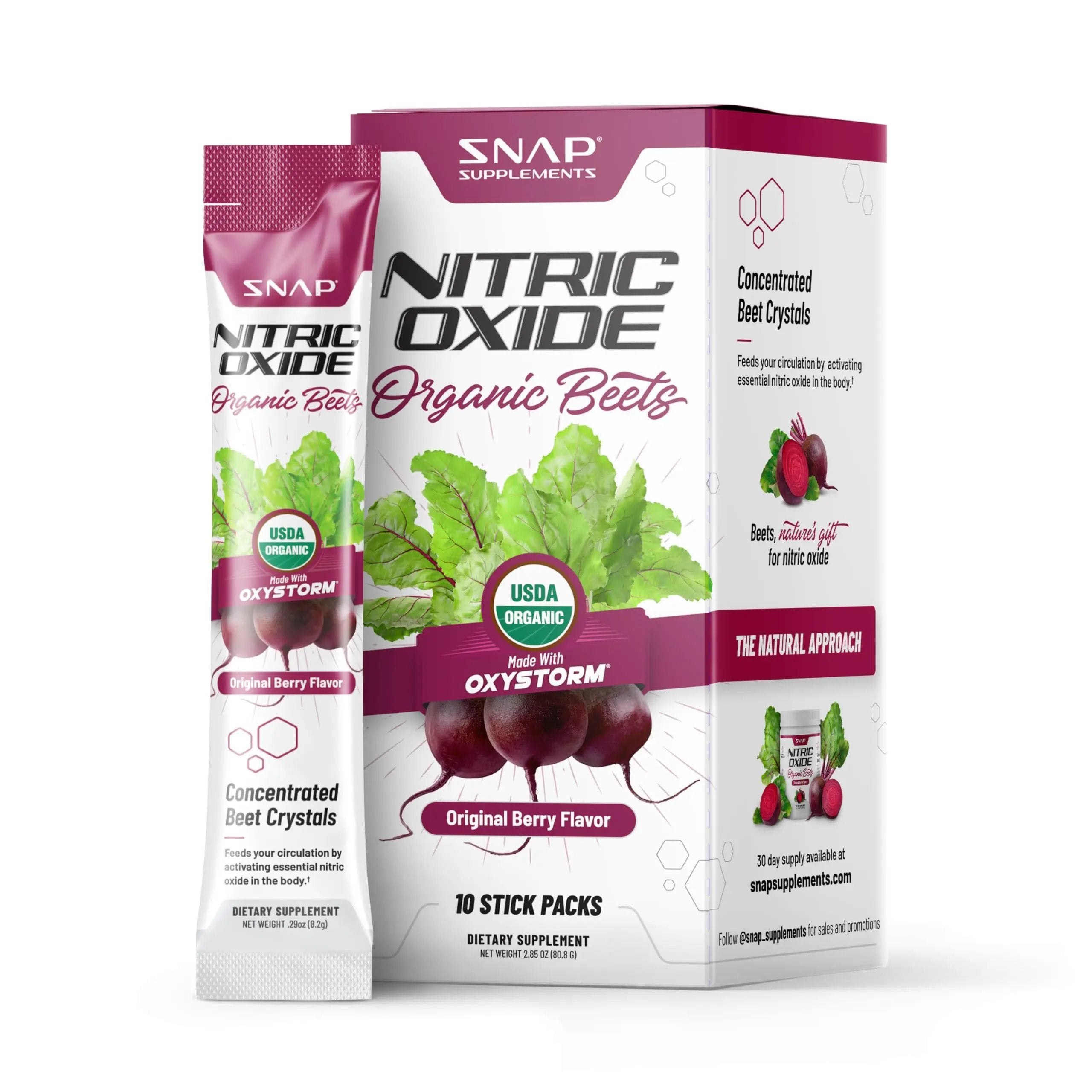 Snap Supplements Nitric Oxide Organic Beet Root Powder, Circulation Superfood On-The-Go