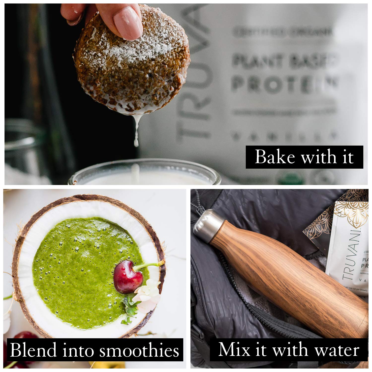 Truvani Organic Vegan Protein Powder, Organic Pea Protein Powder, Vegan, Non GMO Truvani