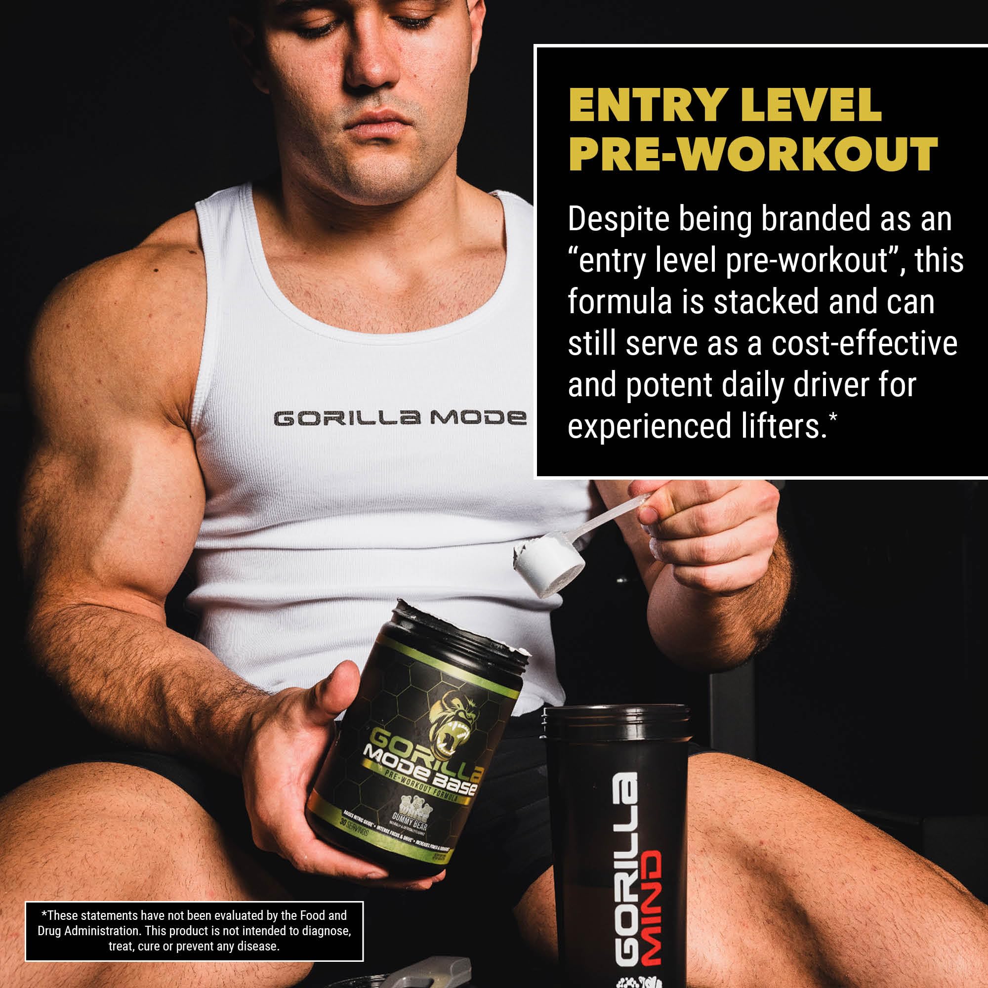 Gorilla Mode Base Pre Workout - Raises Nitric Oxide · Intense Focus & Drive · Endurance Gorilla Mind