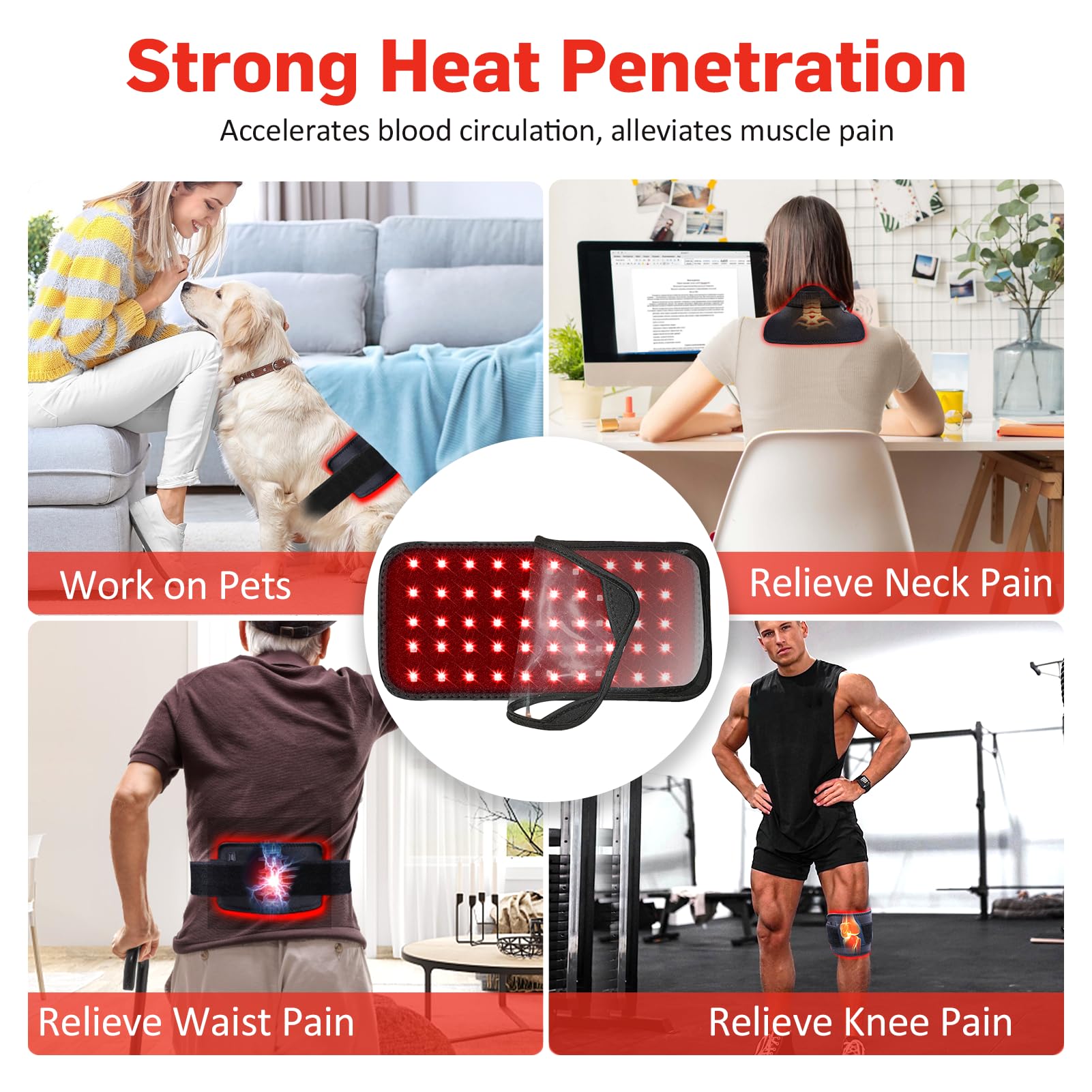 Red Light Therapy Belt, Infrared Light Therapy for Body, Wearable Wrap with Timer GMOWNW