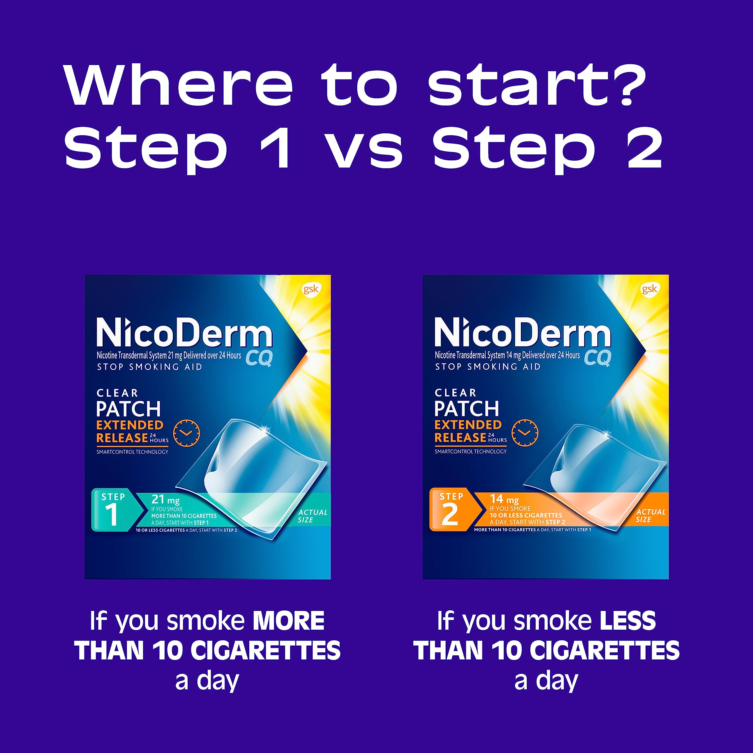 NicoDerm CQ Step 1 Nicotine Patches to Quit Smoking, 21mg, Stop Smoking NicoDerm