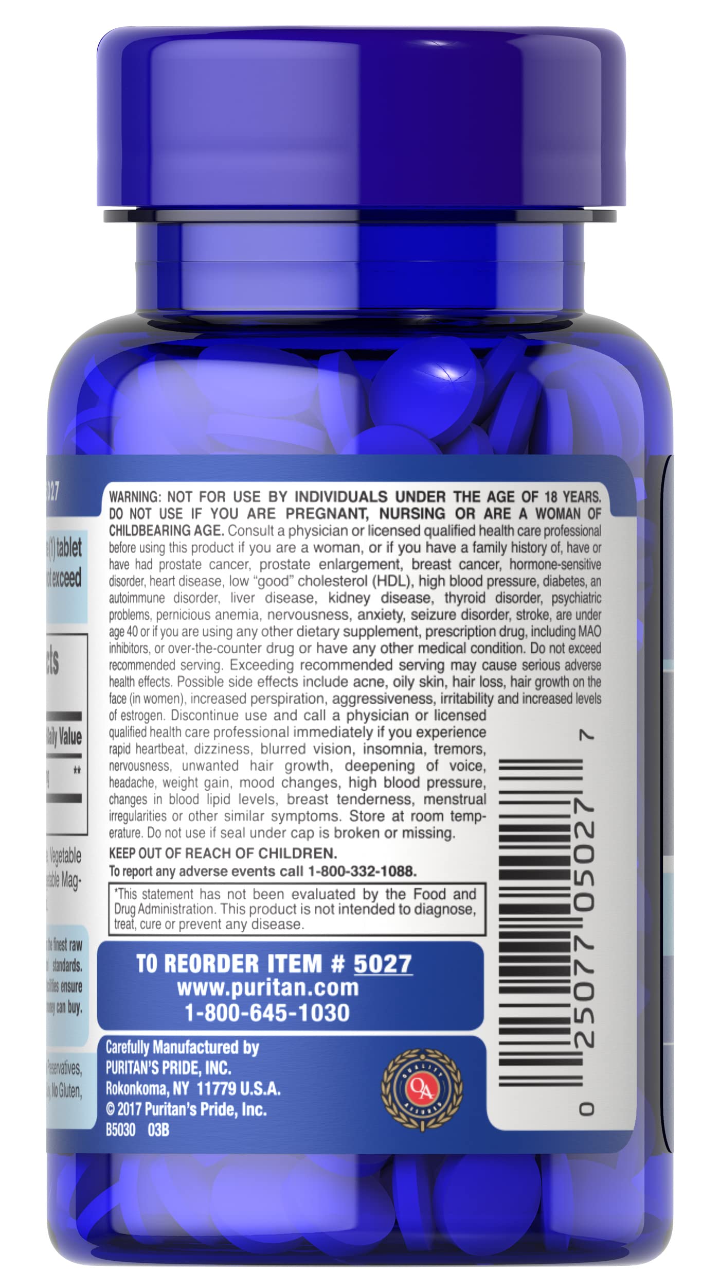 Puritan's Pride DHEA 50Mg, May Promote Sugar Metabolism, 100 Count Puritan's Pride