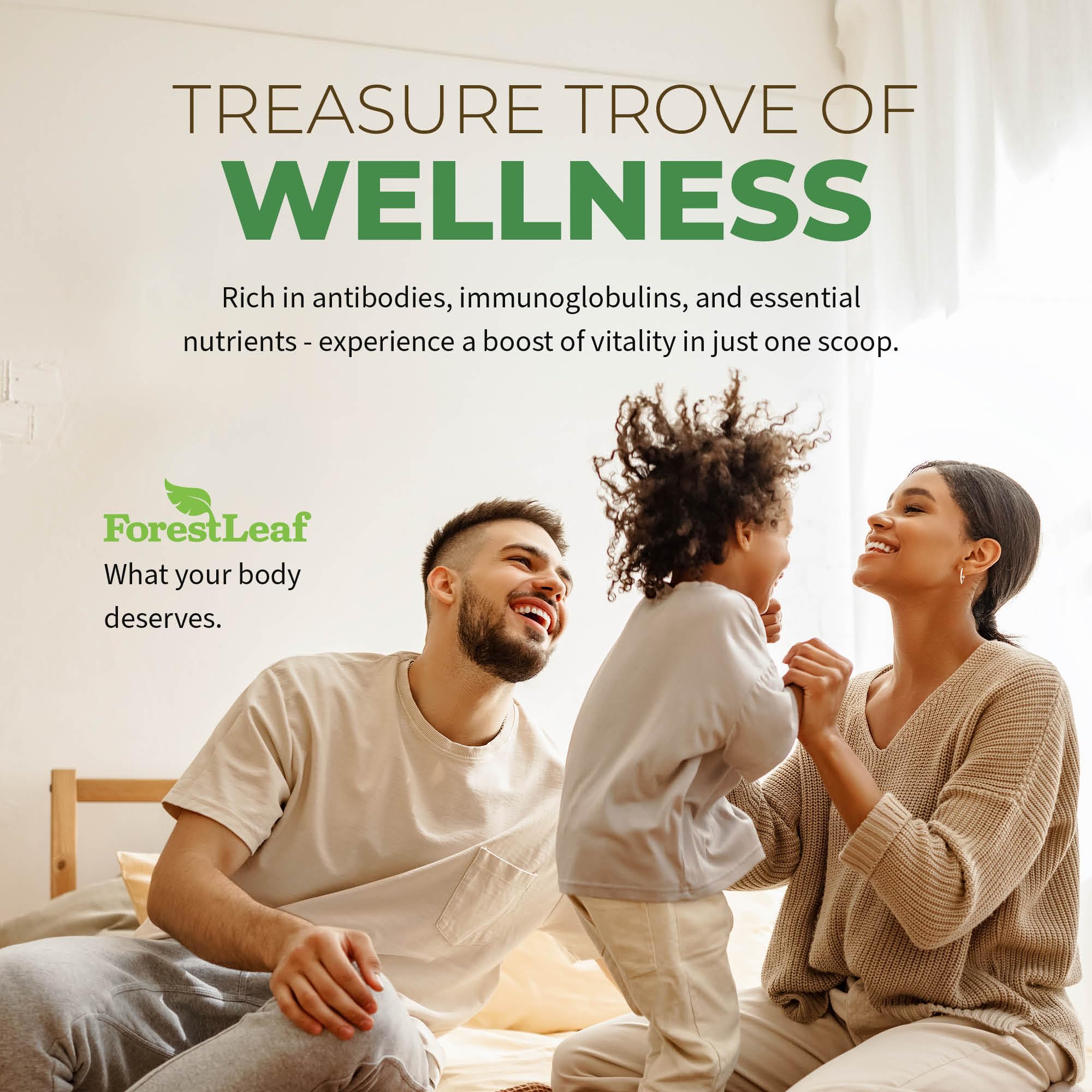 ForestLeaf Colostrum Powder 50% IgG Highest Concentration - Grass Fed Bovine ForestLeaf